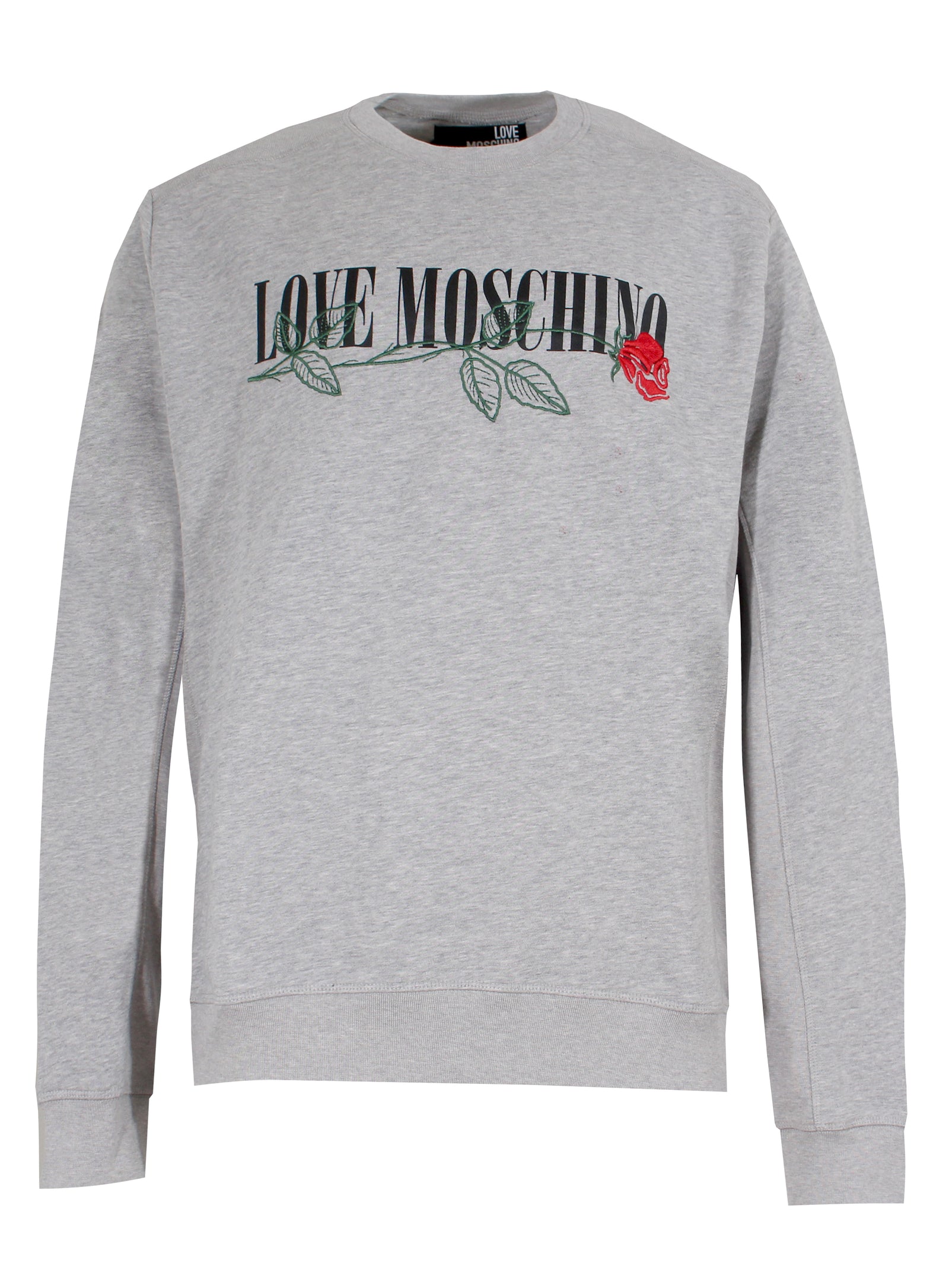 Love Moschino Men's Rose Embroidery Long Sleeve Sweatshirt in grey