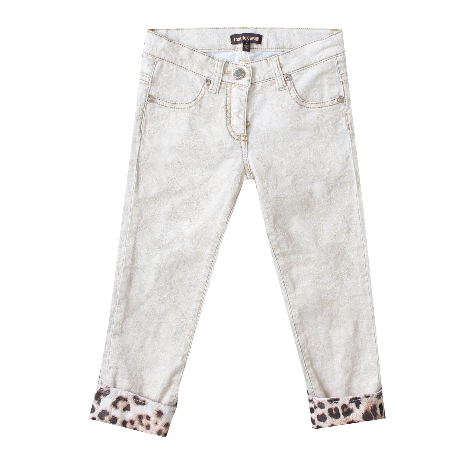 Roberto Cavalli Girls Gold Foil Pants in gold – view 1 of 2