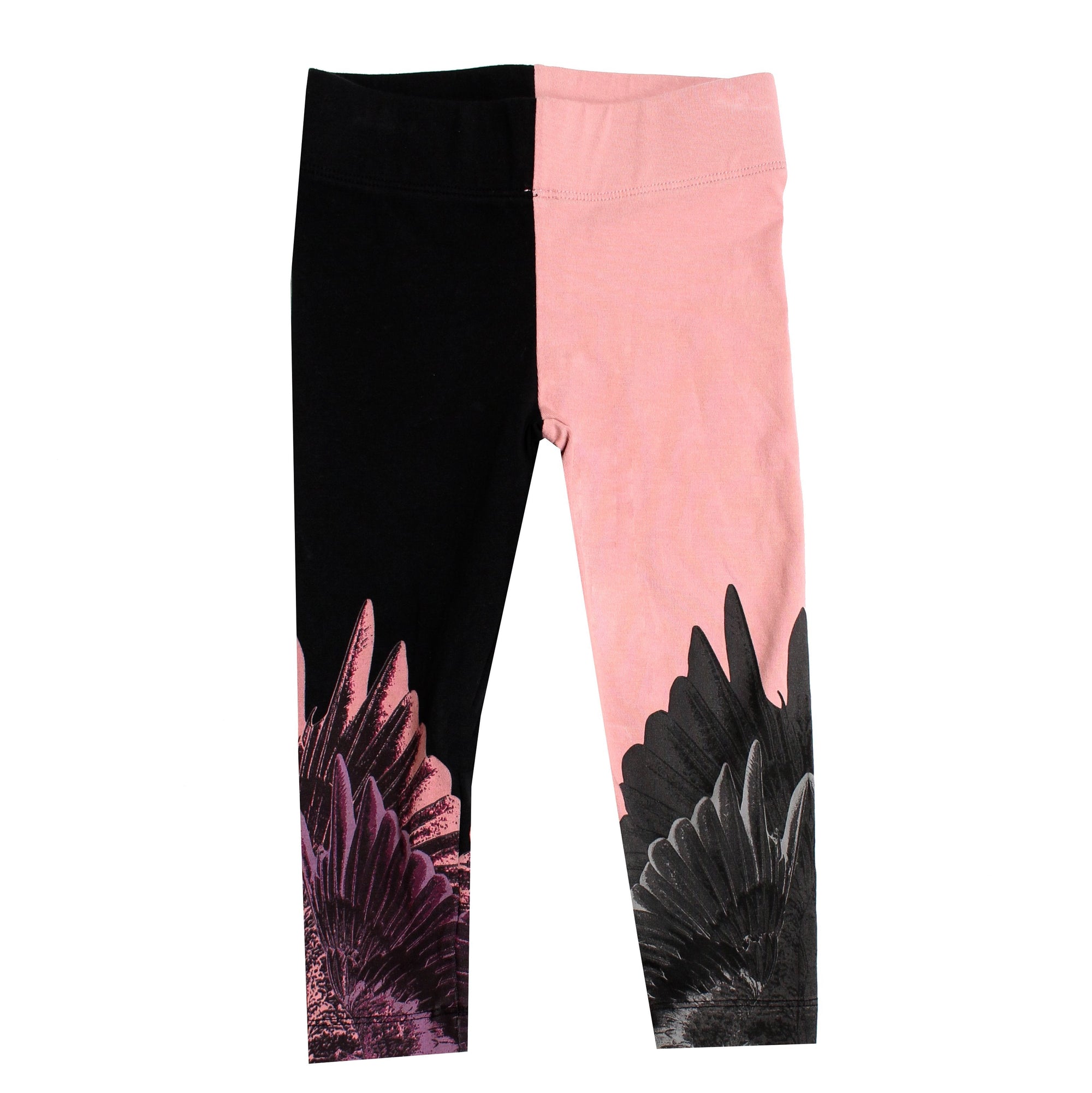 Girls Wing Leggings-Black and Pink