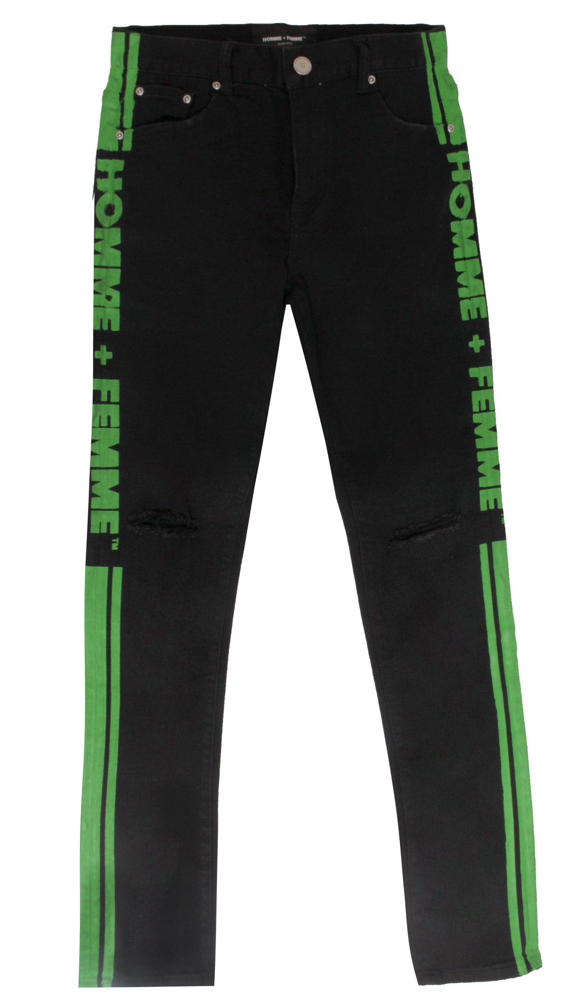 Striped Denim Black W/ Neon Green