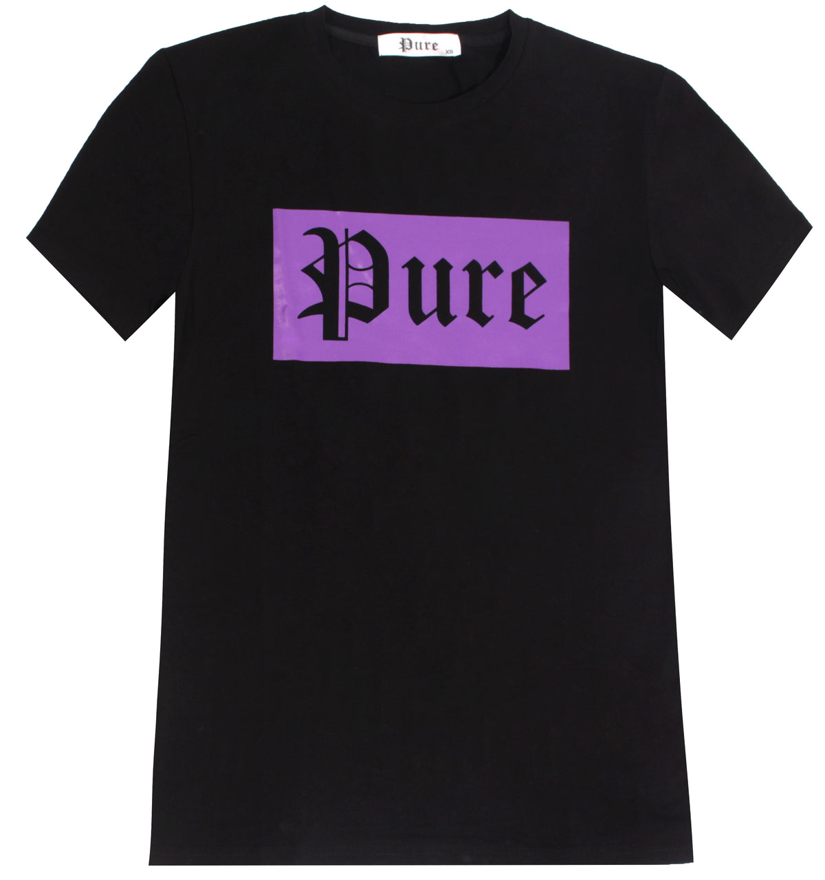 New 2021 Black Stretch Tee with Purple Block Logo