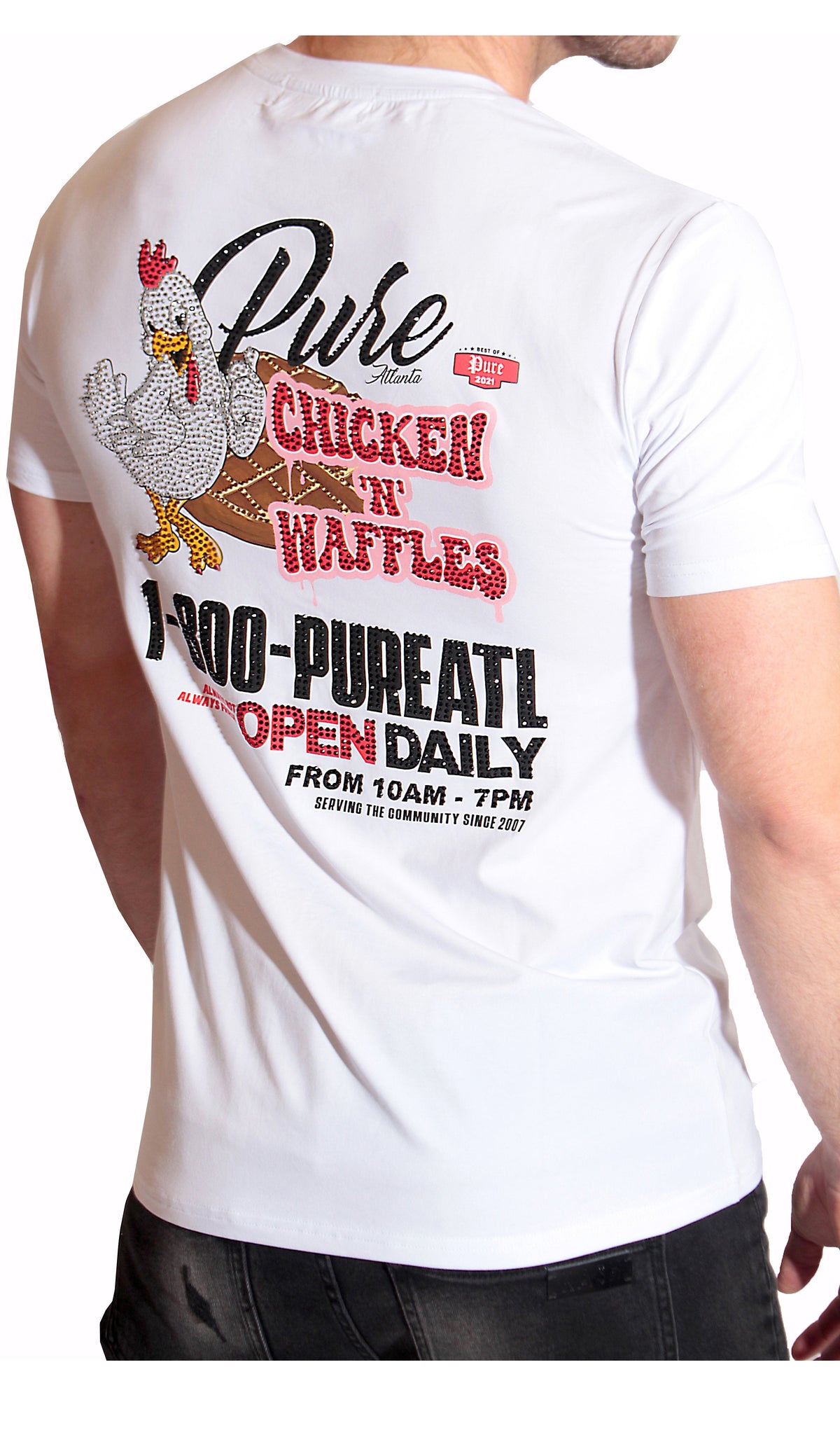 Chicken & Waffles Diamond Pure Tee - White