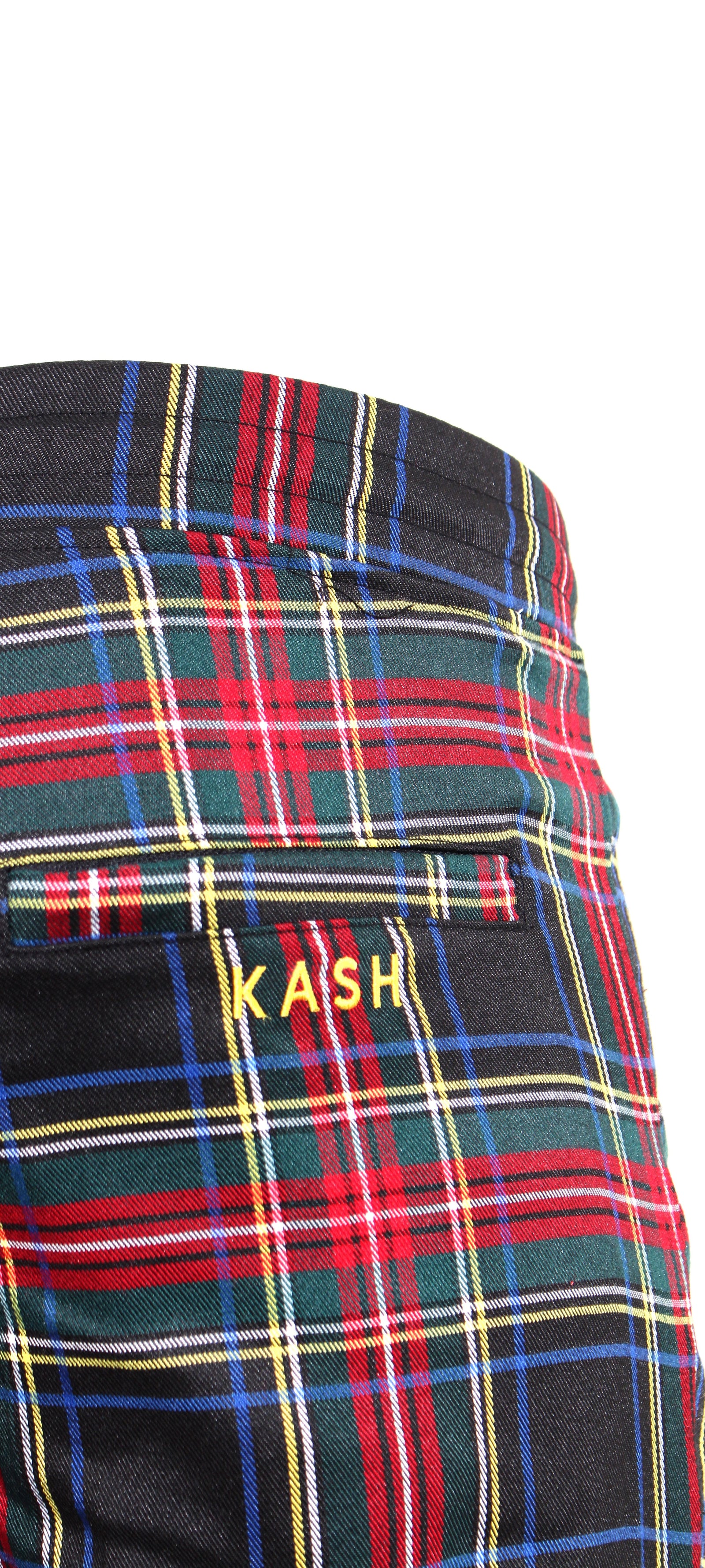 Kash Plaid Track Pants with Embroidered KASH in red/navy/green plaid – view 6 of 8