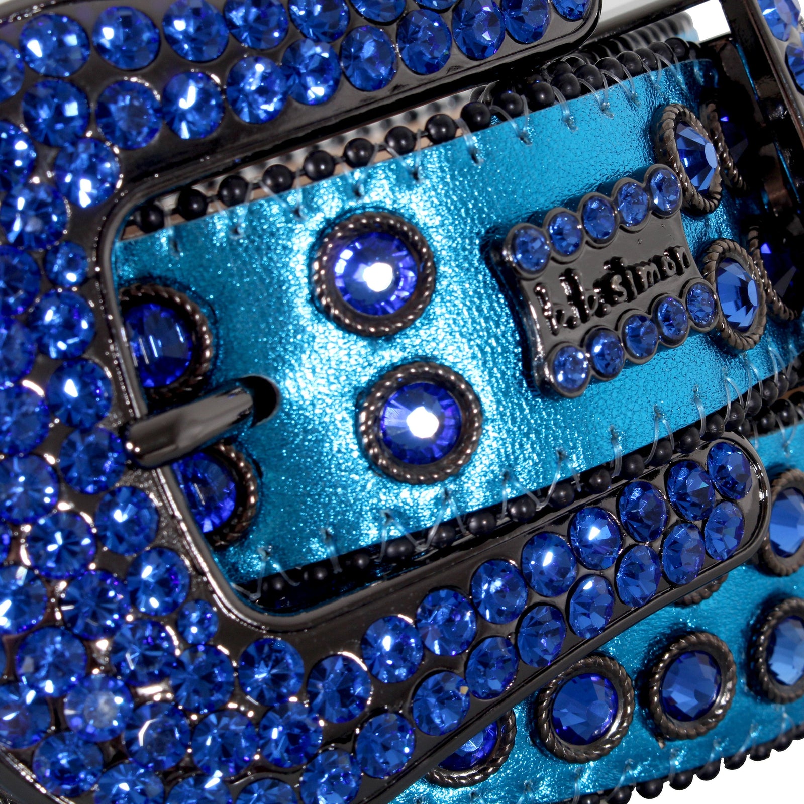 BB Simon 2683 | Blue Belt with 2 Rows Blue Crystals – view 2 of 2