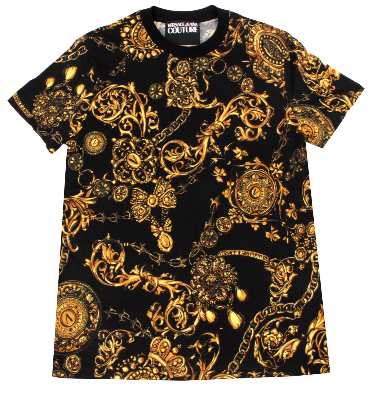Allover Baroque Print Tee - Black & Gold
