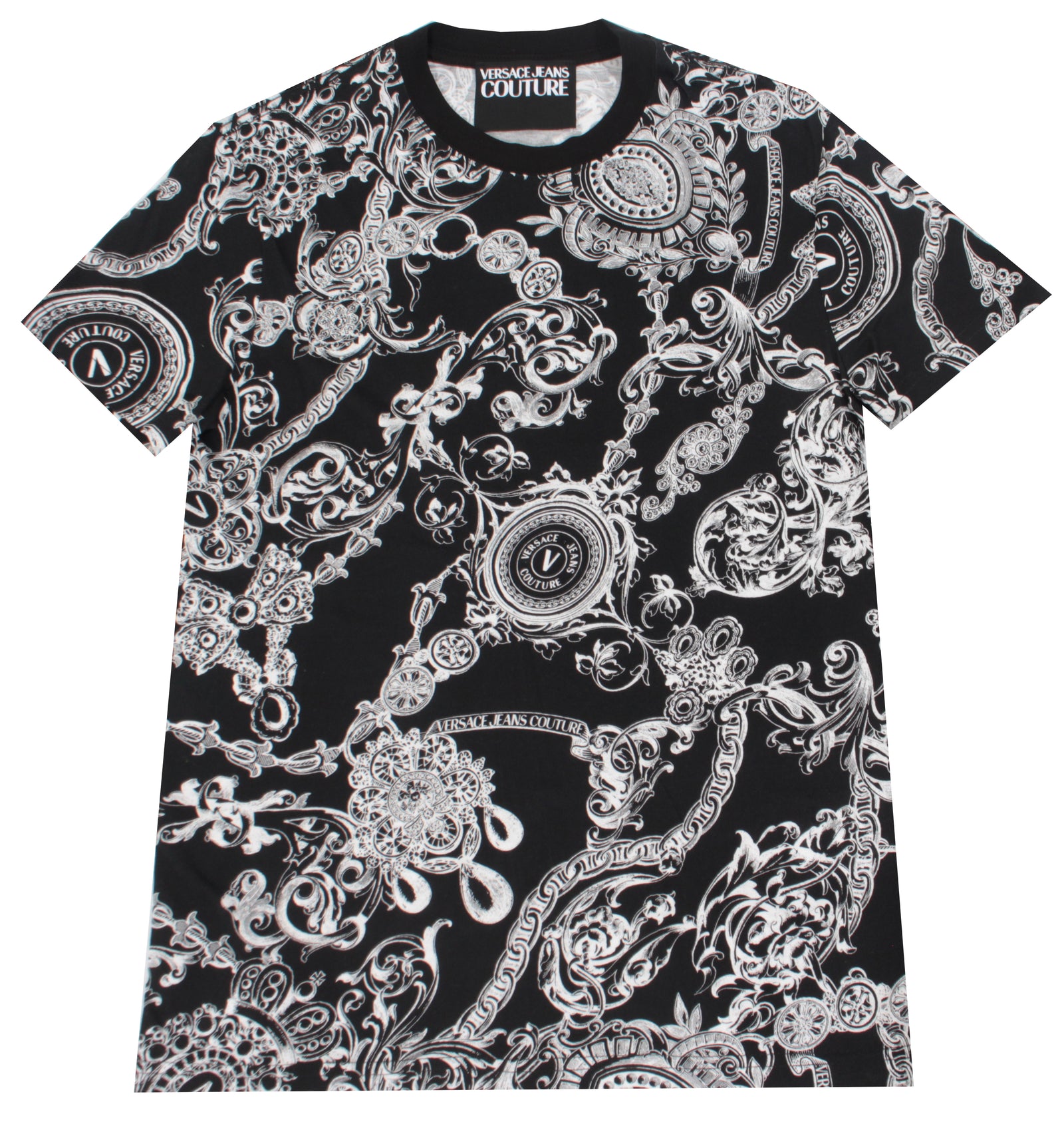 Versace Jeans Couture Black and White Baroque Print Tee in black and white – view 1 of 2