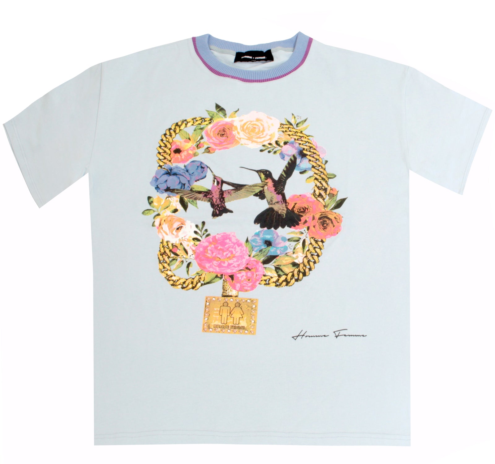 Homme + Femme Paradise Chain Tee in baby blue – view 1 of 2
