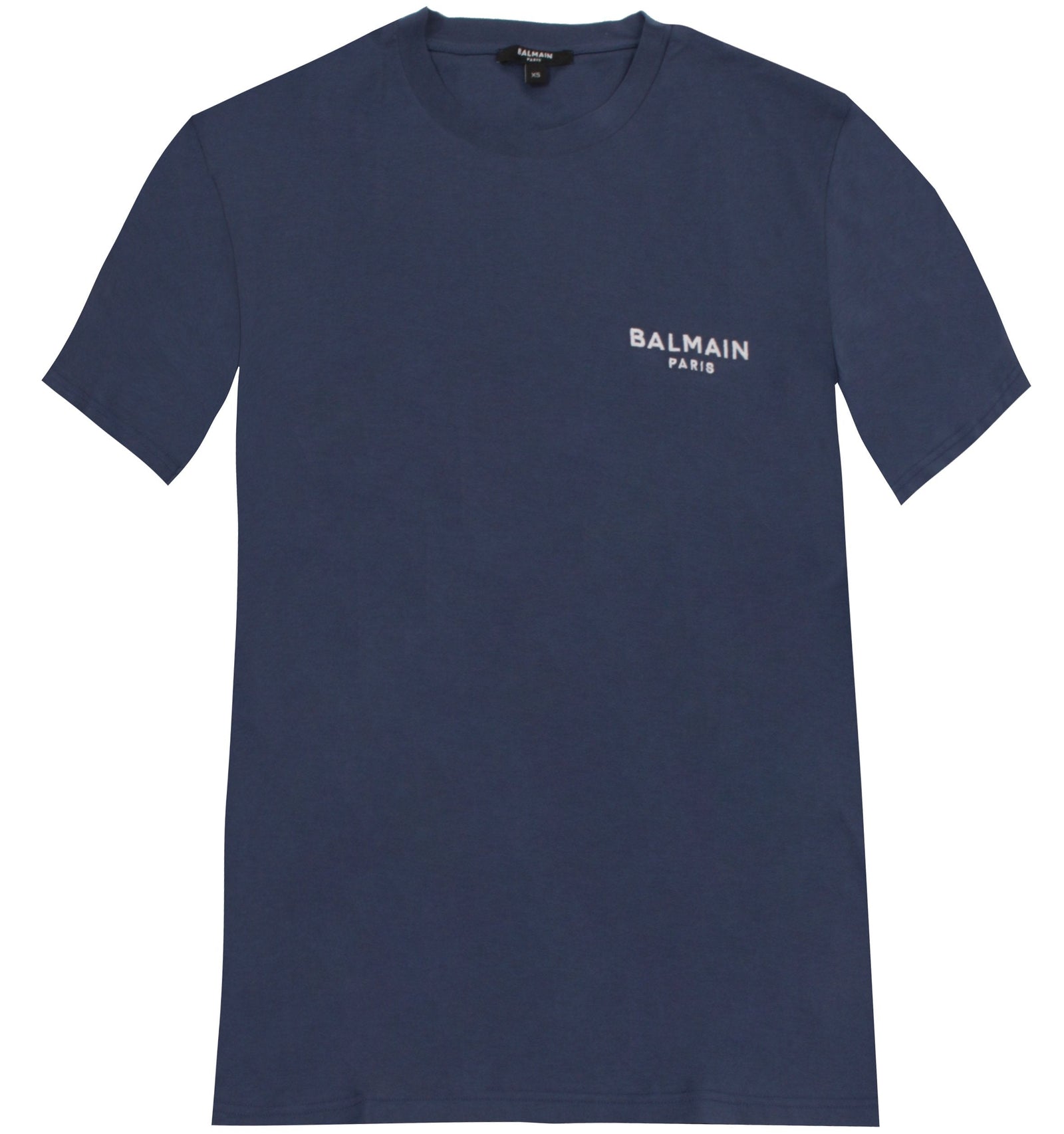 Balmain Logo Round Neck Short Sleeve Tee in Navy – view 1 of 2