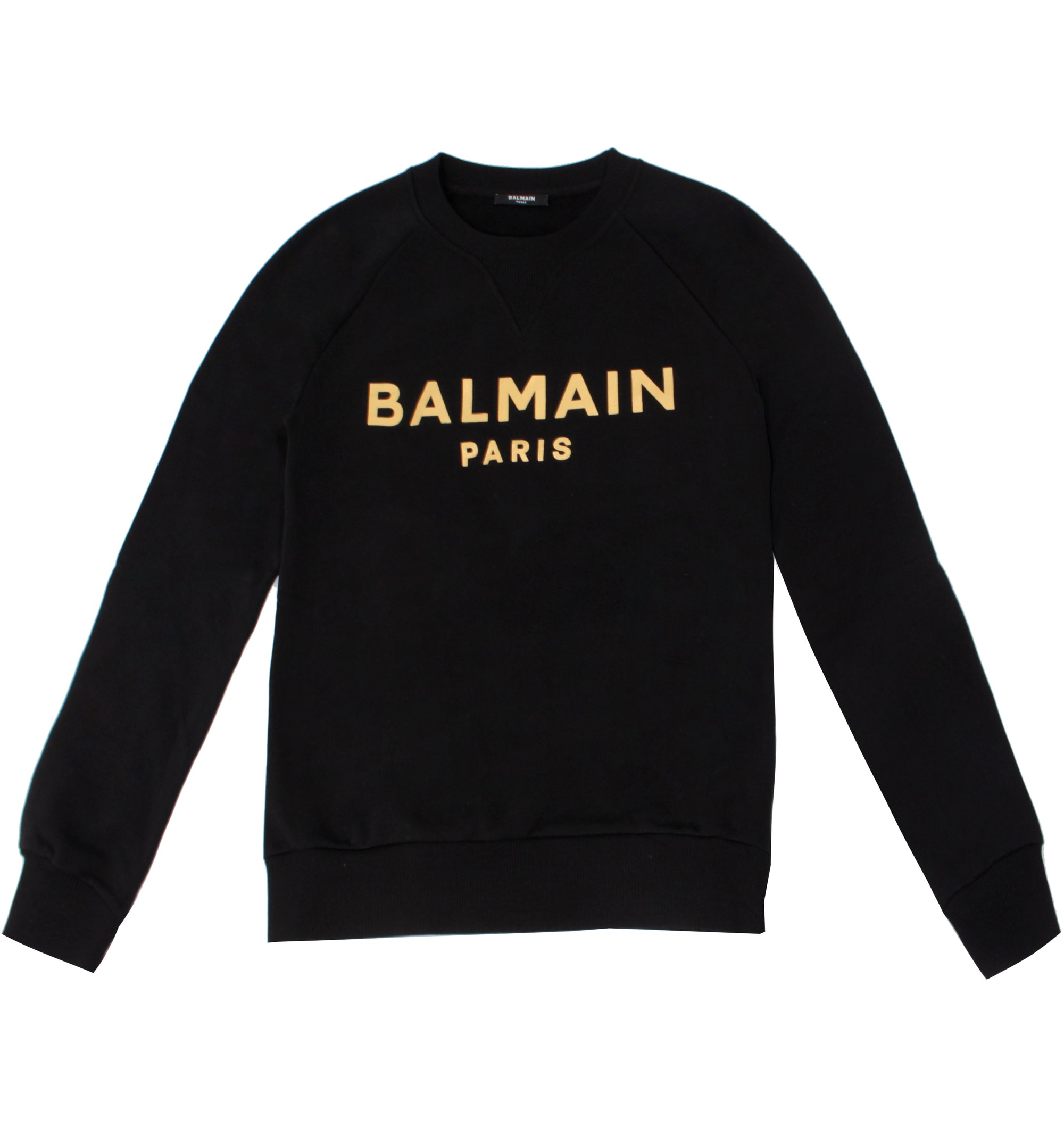 Balmain Foil Printed Sweatshirt - Black & Gold