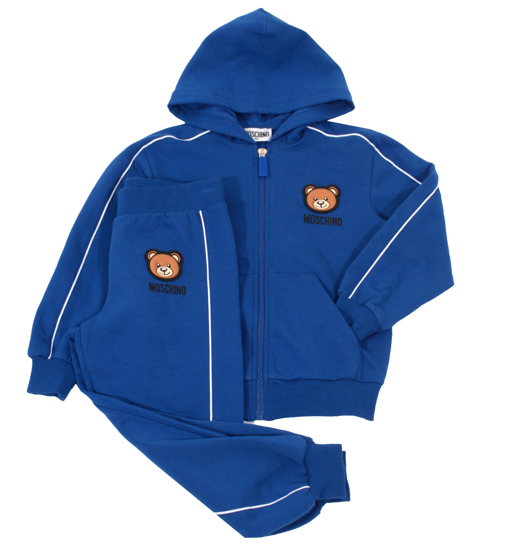 Hooded Zip Up Sweatsuit W/ Bear - Surf Blue