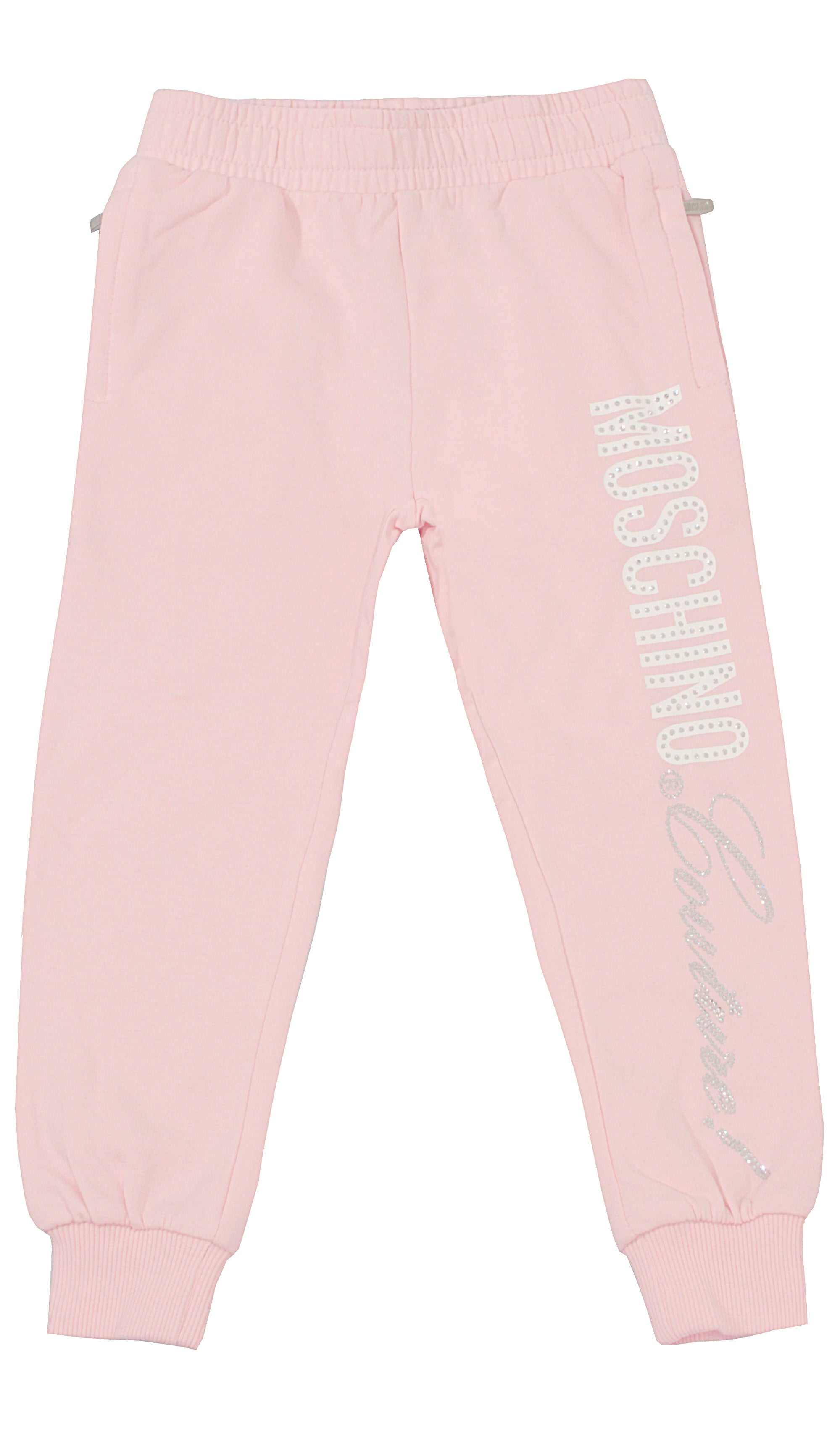 Sweatpants With Zip Up Pockets and Rhinestones - Pink