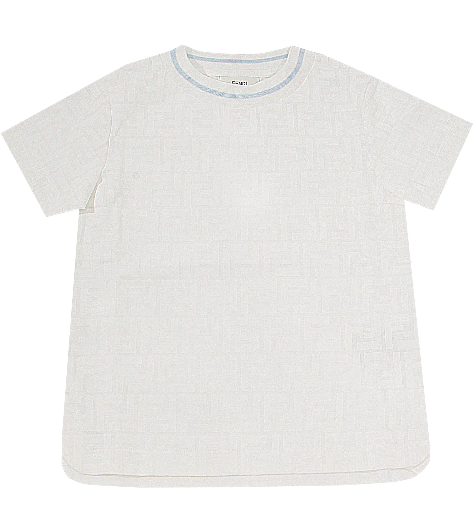 Kids SS All Over Print Tee With Racer Stripe - White
