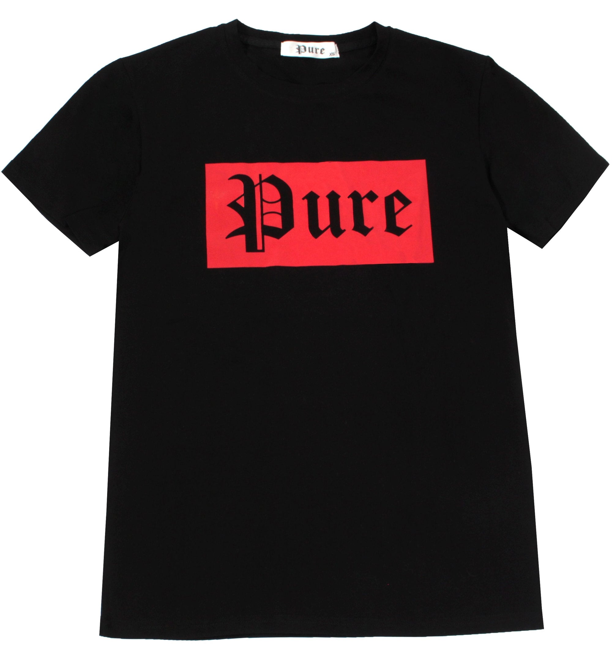 Stretch Pure Tee Black with Red Block Logo