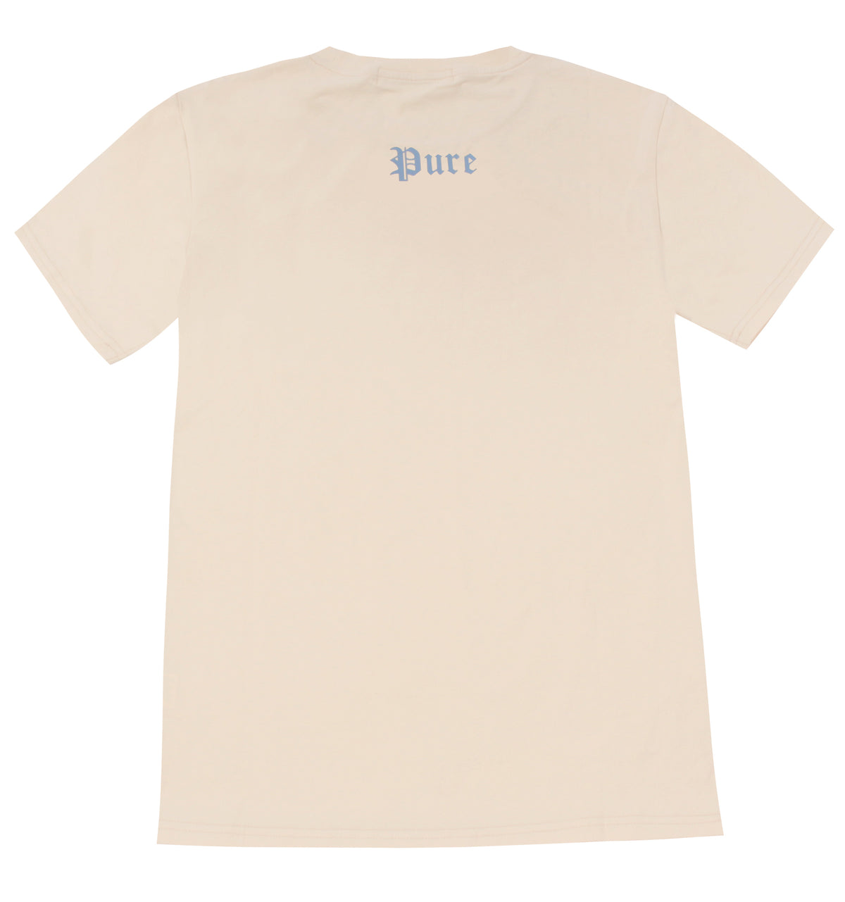 Cream Pure Tee With Blue Block Logo