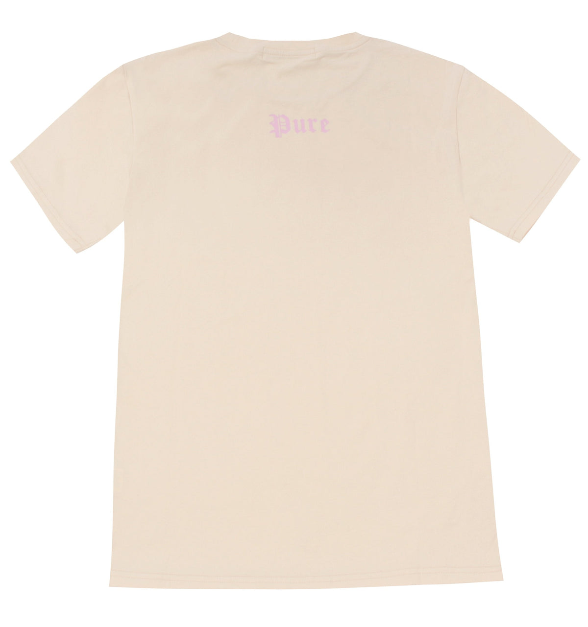Cream Pure Tee With Pink Block Logo