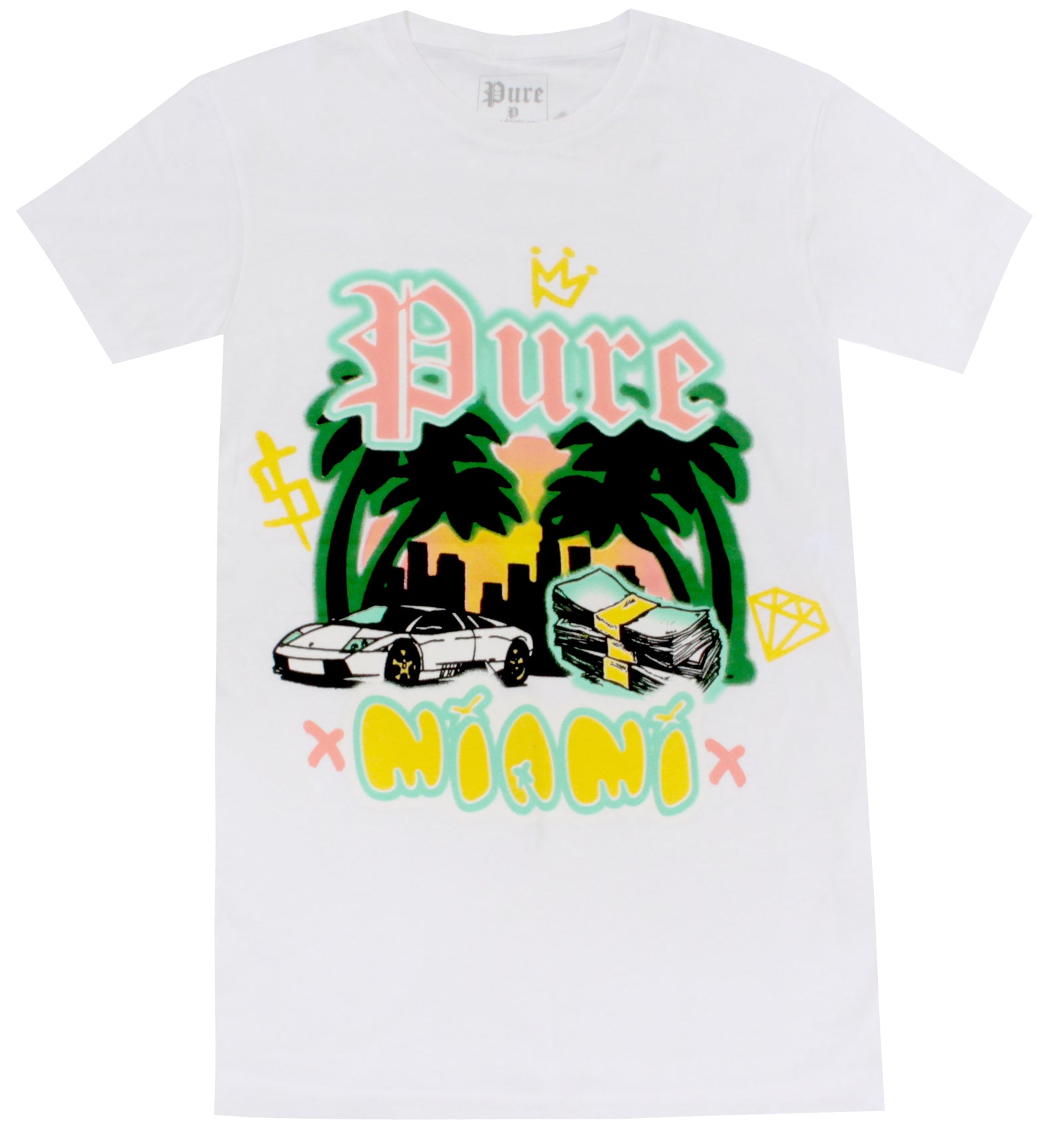 Pure Miami Airbrush Tee in white – view 1 of 6
