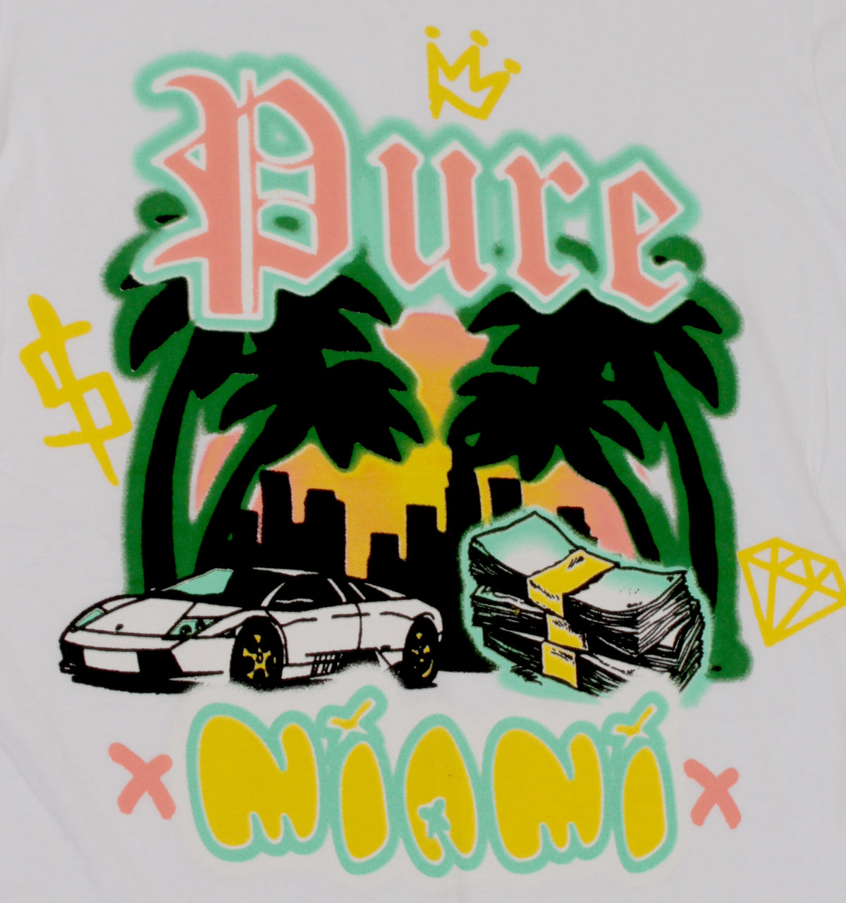PURE MIAMI AIRBRUSH TEE-White