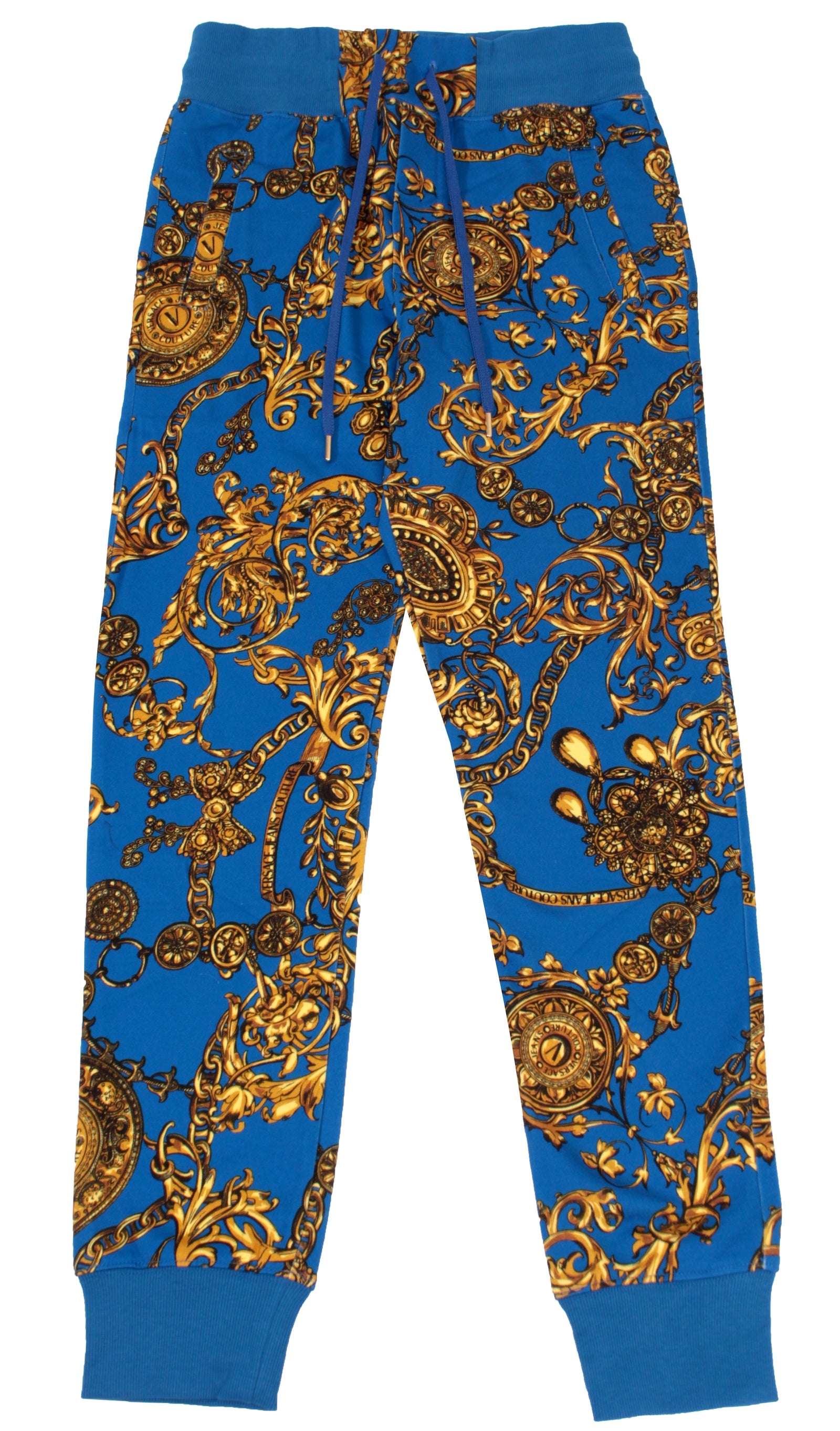 Versace Jeans Couture Baroque Print Sweatpants in blue and gold – view 1 of 2