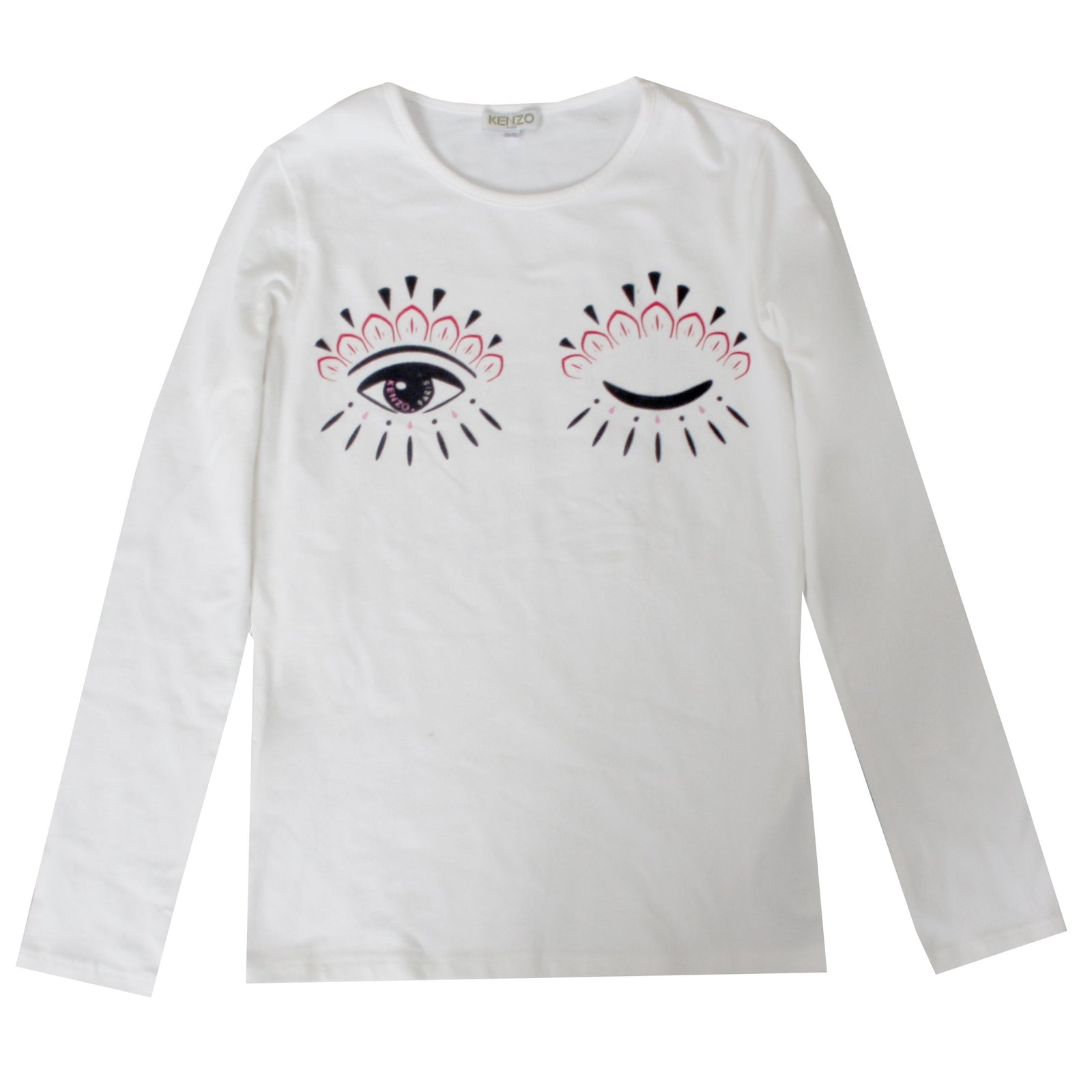 Kenzo Girls Long Sleeve Eyes Logo Tee in off white – view 1 of 2