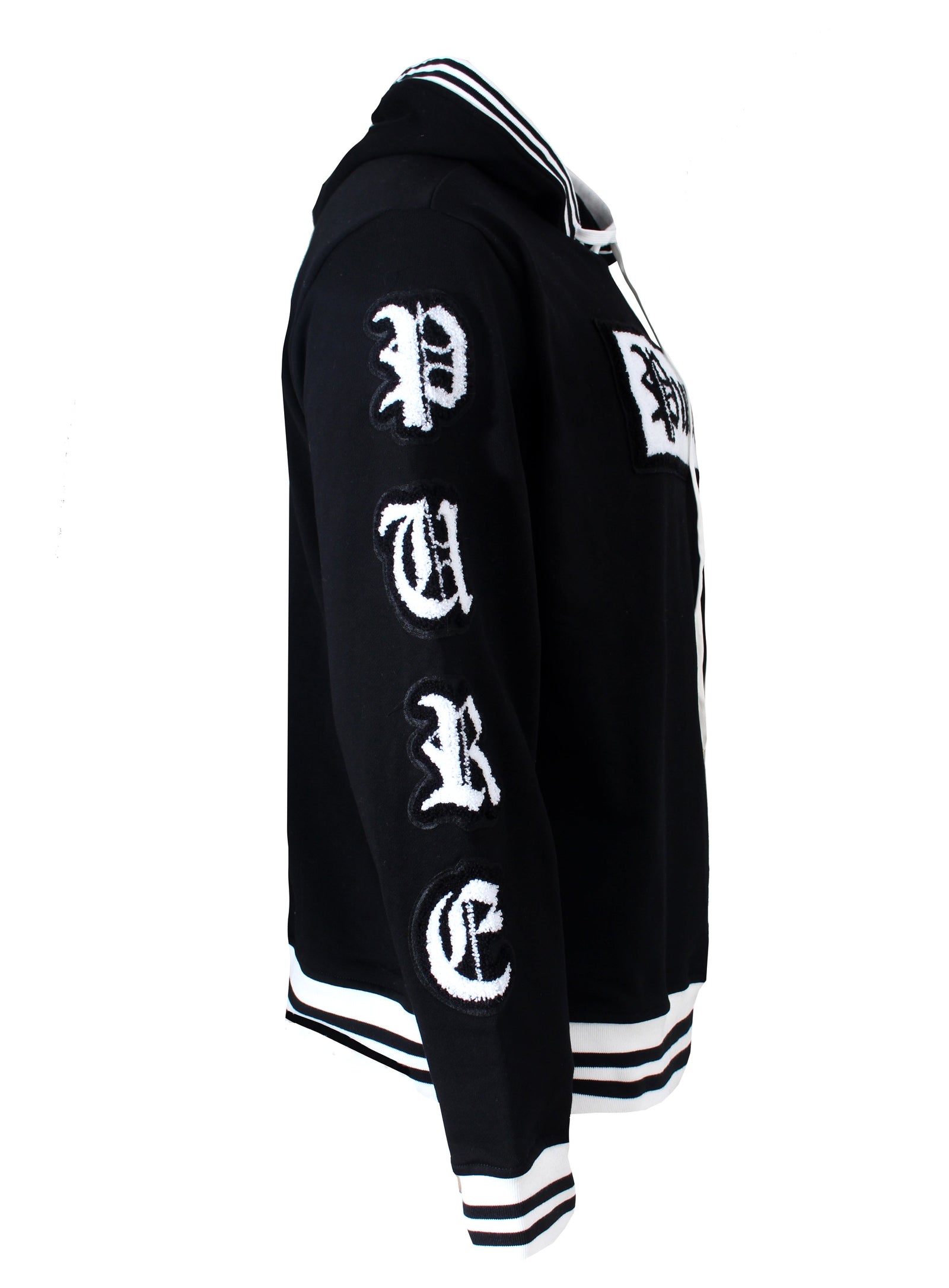 Pure Varsity Block Long Sleeve Hoodie in black and white – view 5 of 9