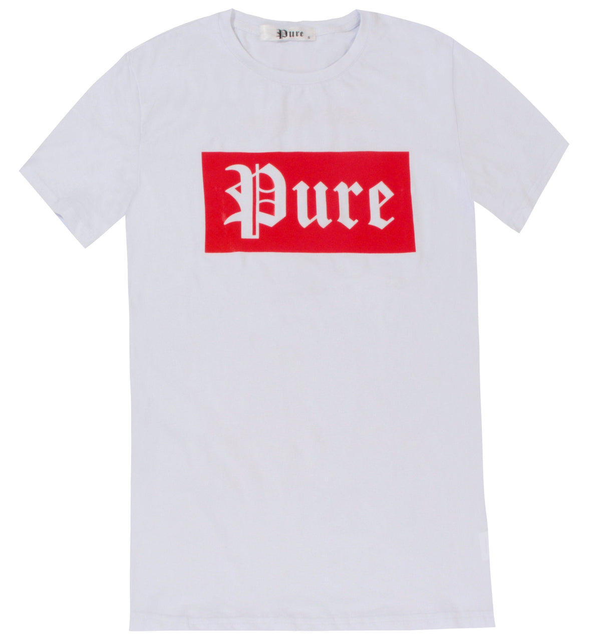 STRETCH PURE TEE WHITE W| RED BLOCK LOGO