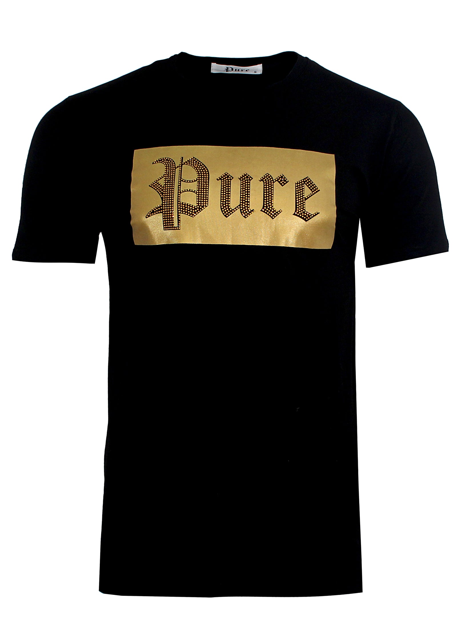 Pure Diamond Block Logo Tee in black and gold – view 1 of 7