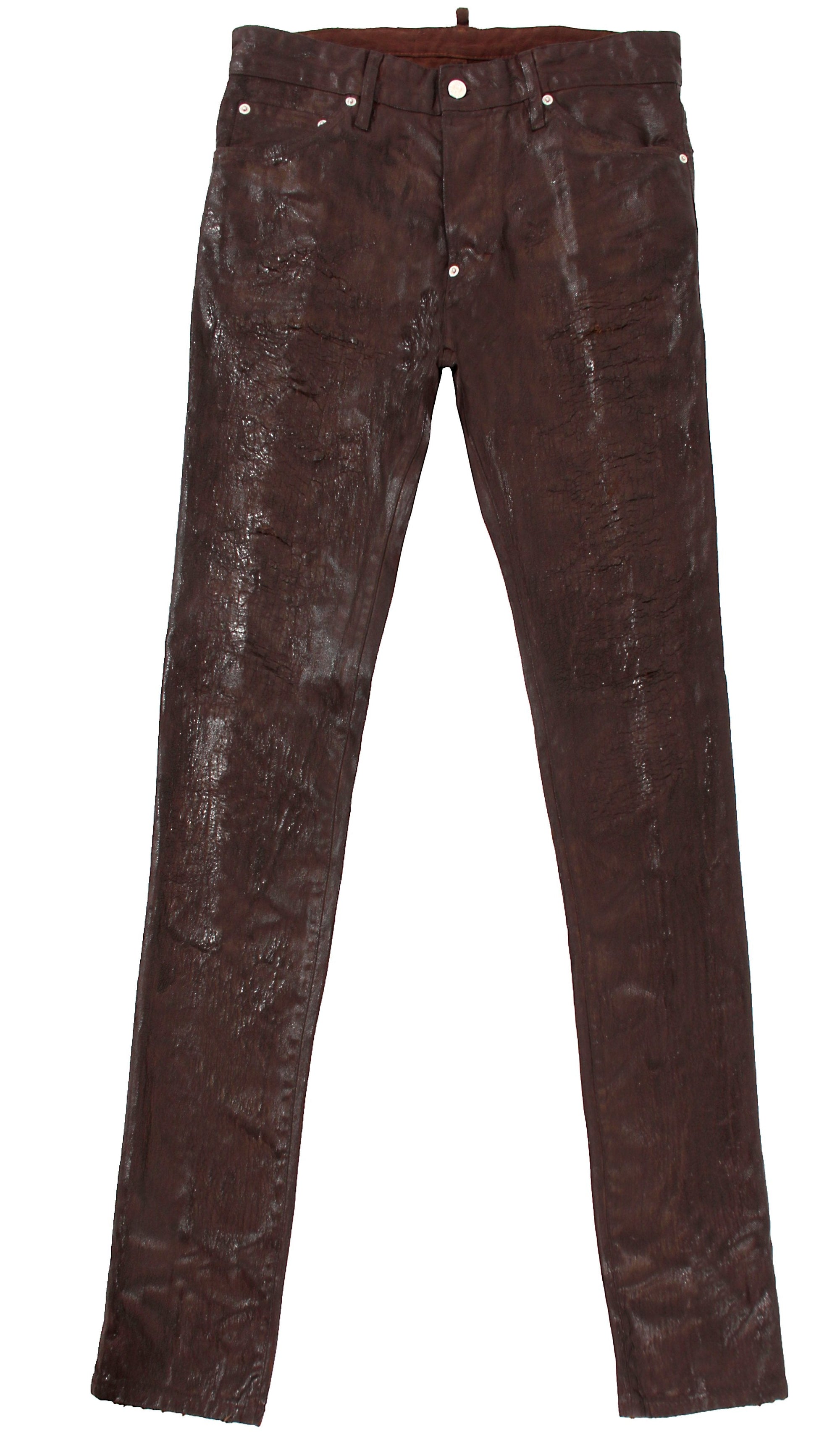 Leather 5 Pocket Pants - Brown