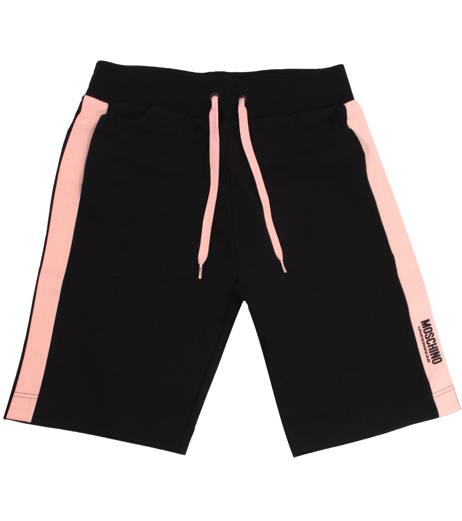 MOSCHINO UNDERWEAR Pink Stripe Logo Shorts - Black – view 1 of 2
