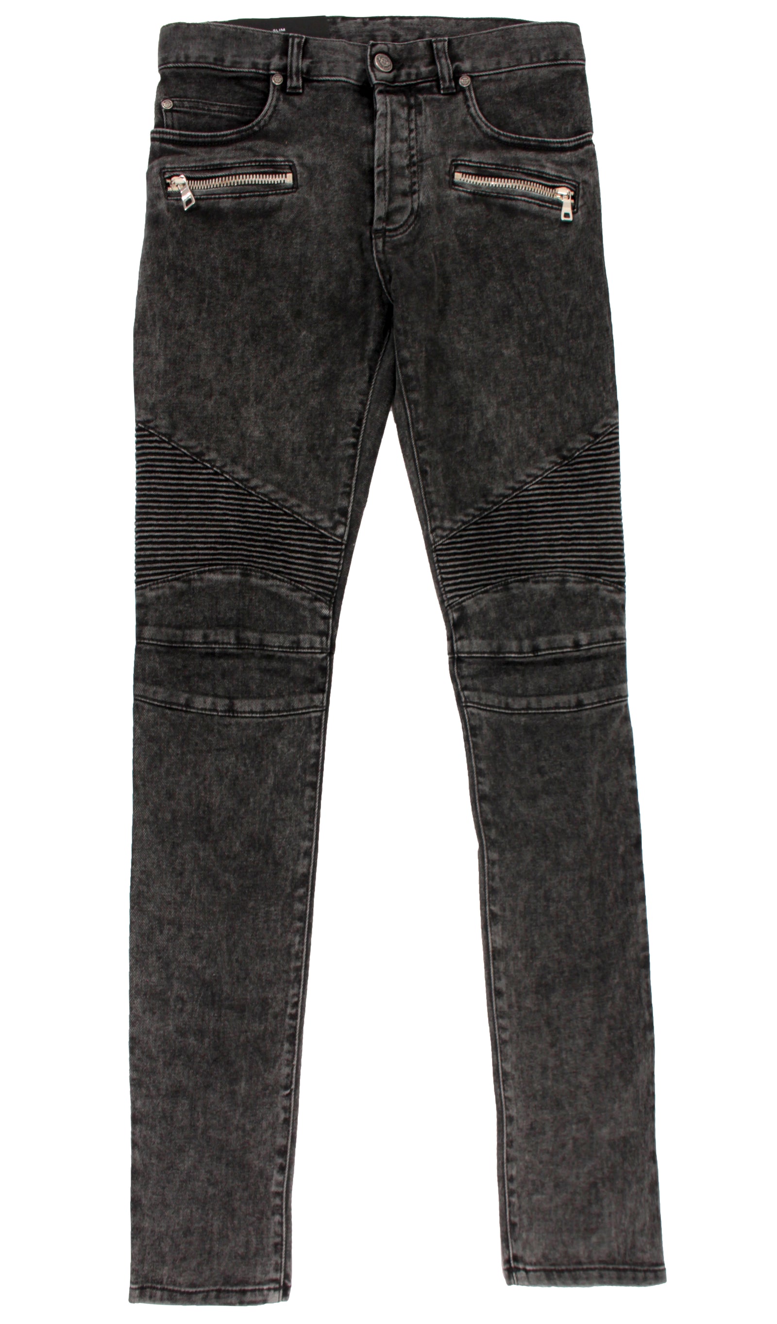 Balmain Ribbed Slim Jeans Bleached in black – view 1 of 2