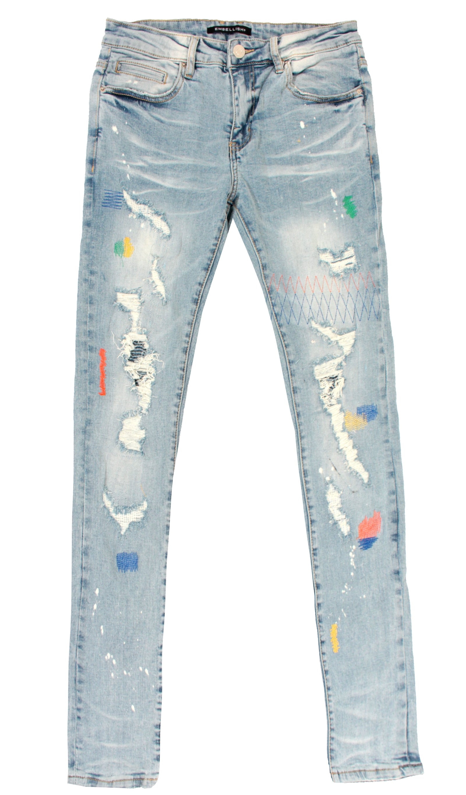 Embellish Iris Rip & Repair Denim in blue – view 1 of 2
