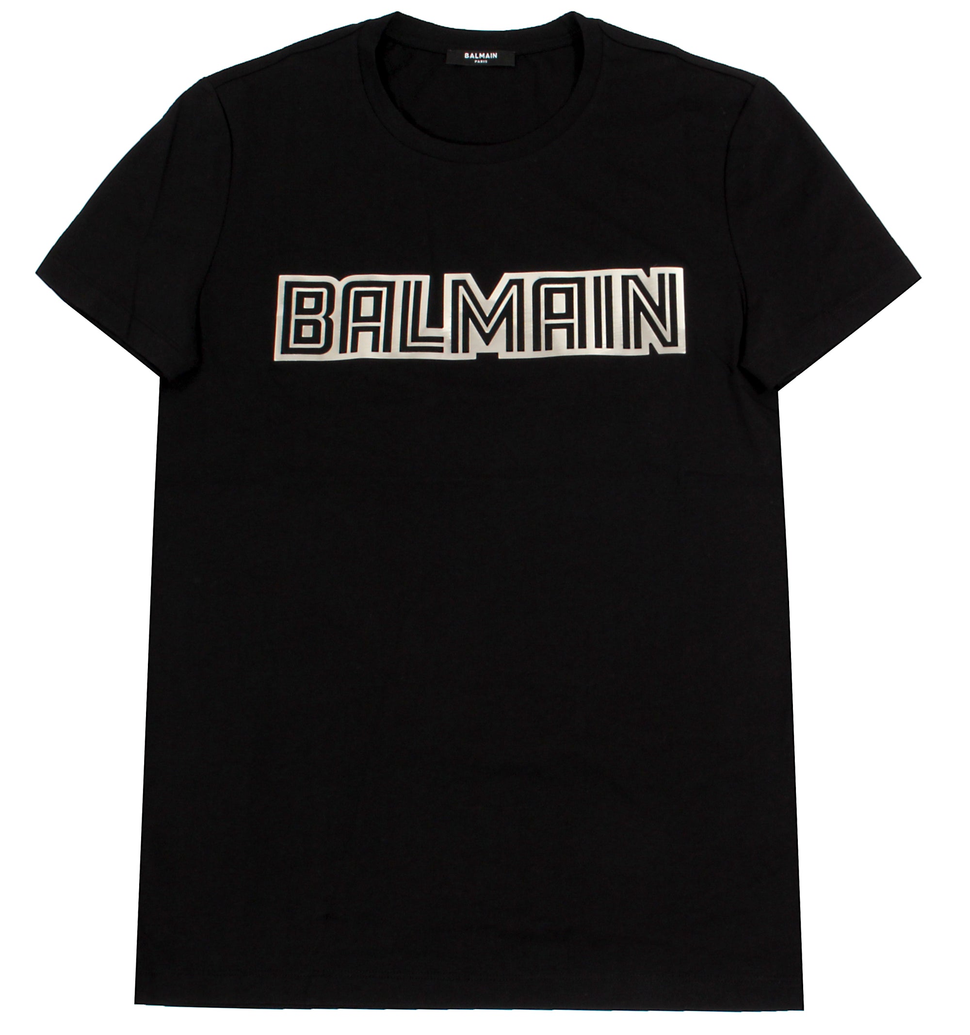 Metallic Balmain Embossed T-Shirt - Black & Silver