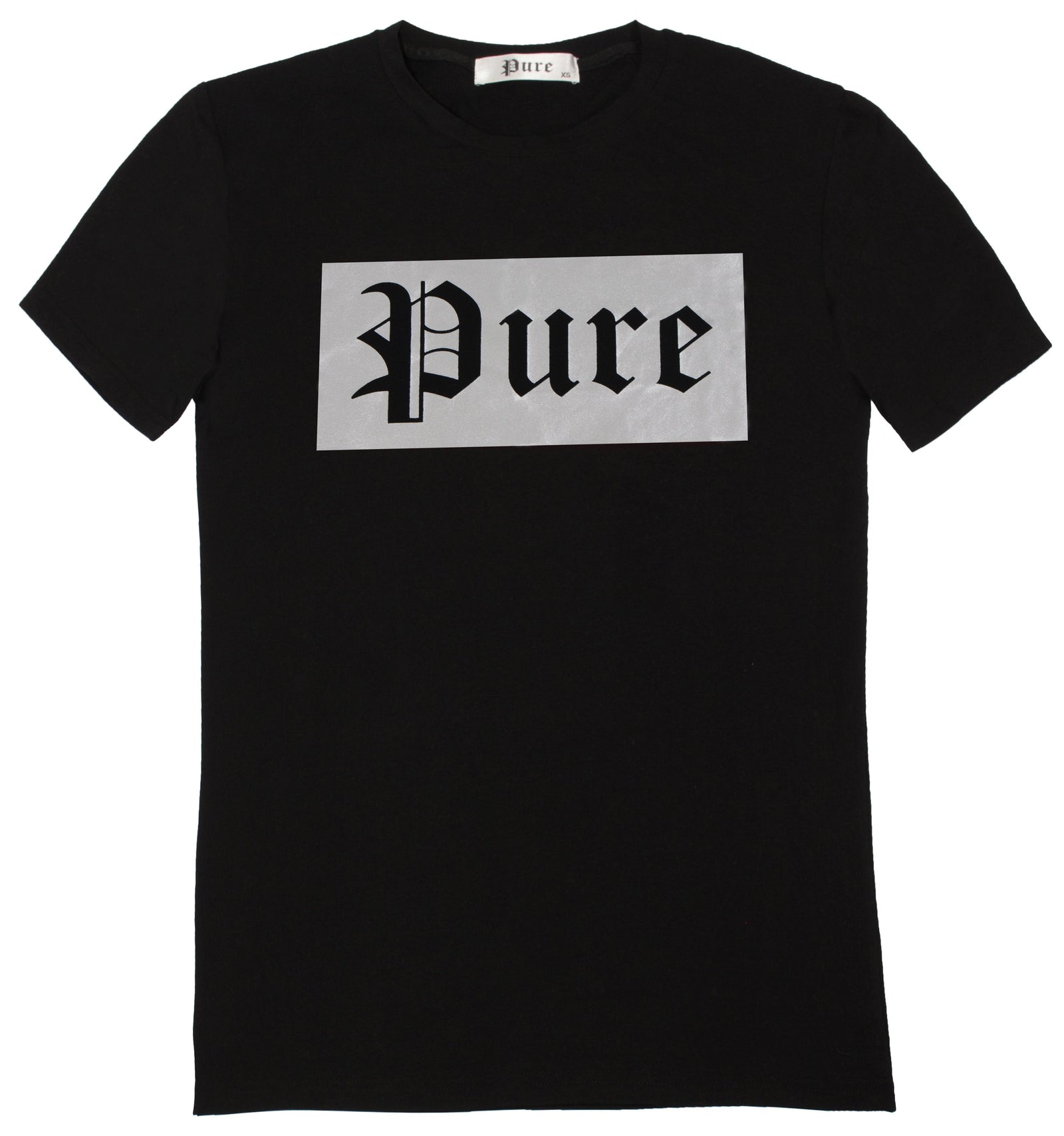 Black Tee with Silver Pure Logo in black with silver logo – view 1 of 2