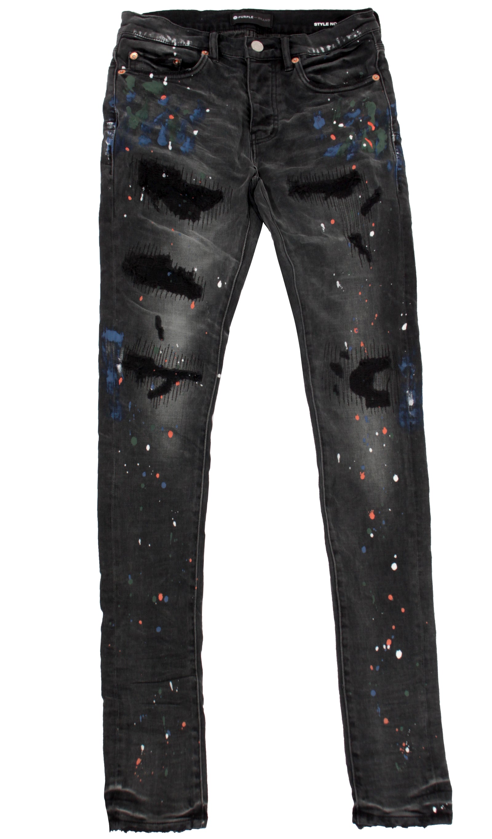 Purple Brand P001 Jeans in black paint repair – view 4 of 5