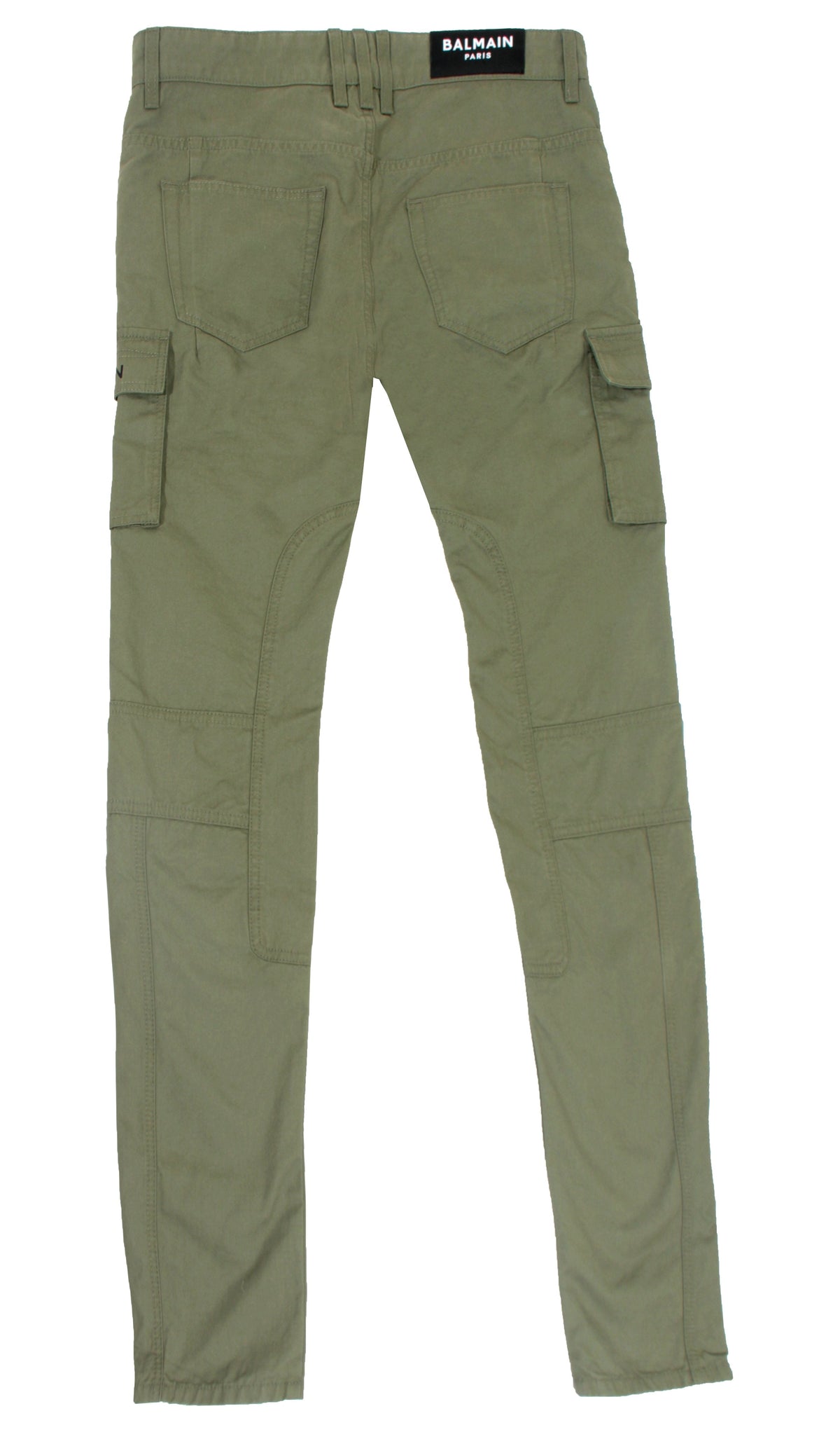 Balmain Ribbed Slim Cargo Denim Pants - Green