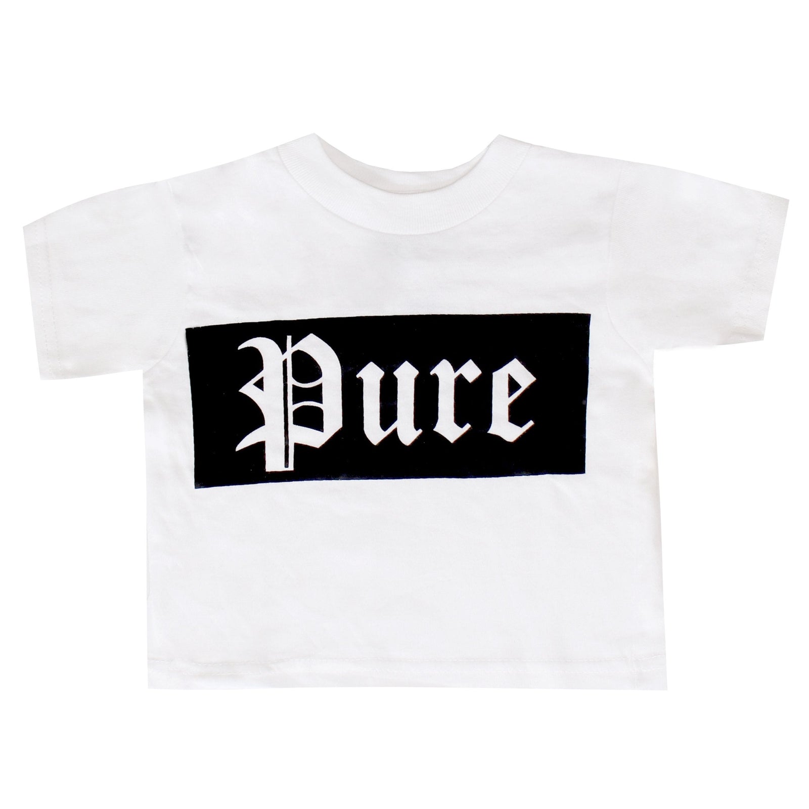 Kids Pure Block Logo Tee in white with black logo – view 1 of 2