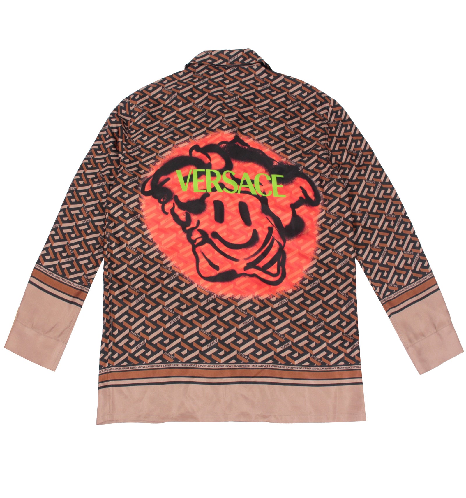 Versace Men's Silk Button-Down Pajama Shirt – Brown – view 2 of 2
