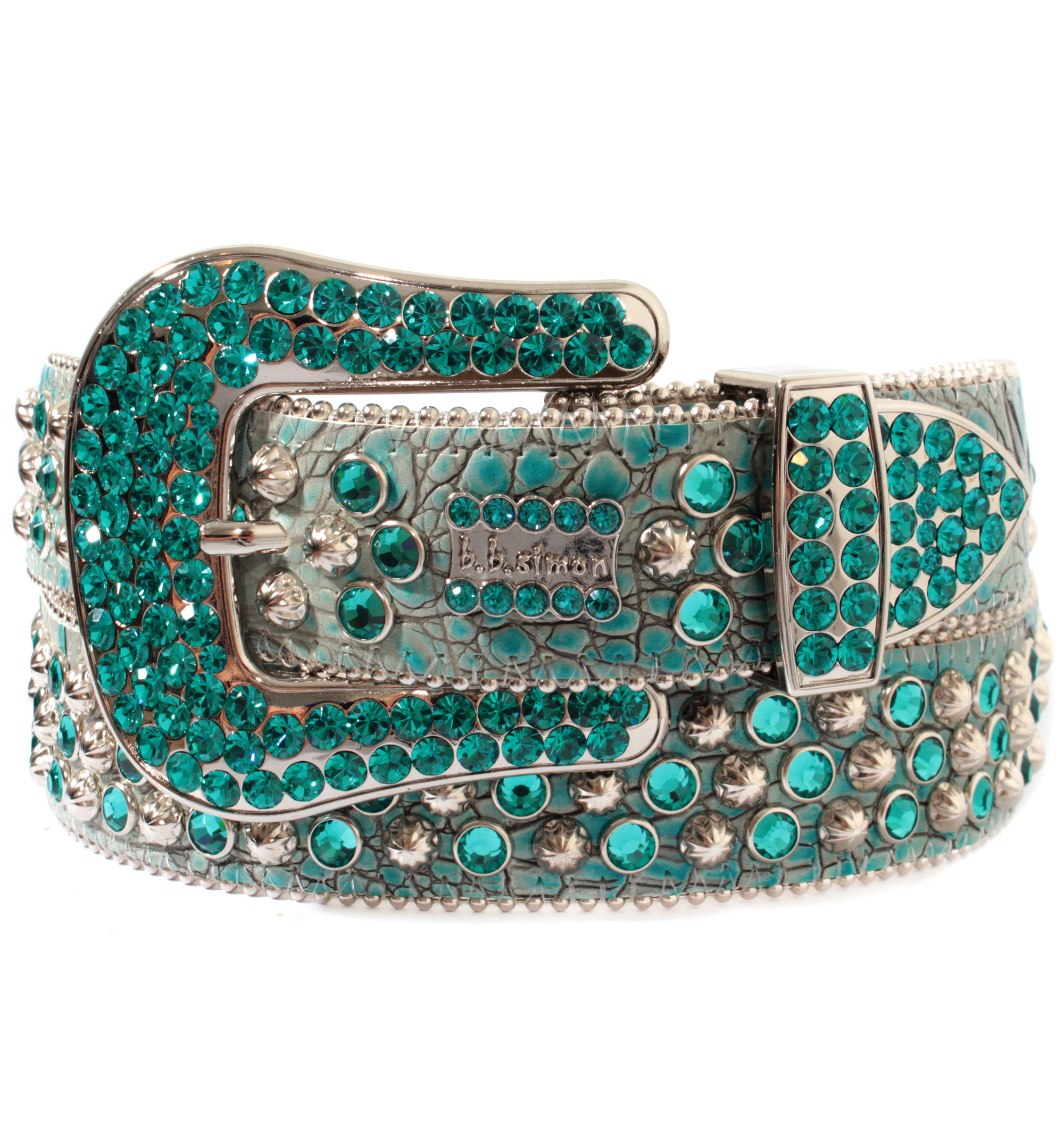 Turquoise belt with silver parachutes