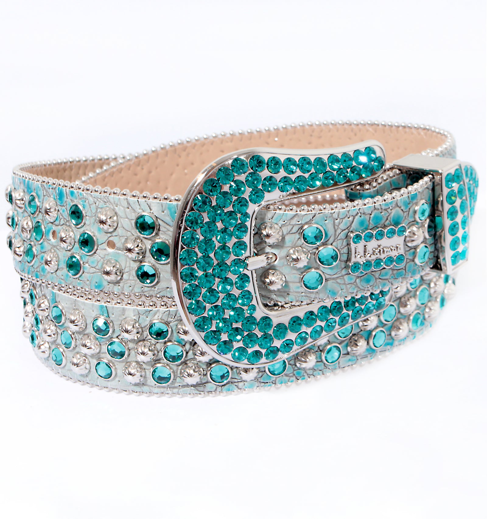 Turquoise belt with silver parachutes