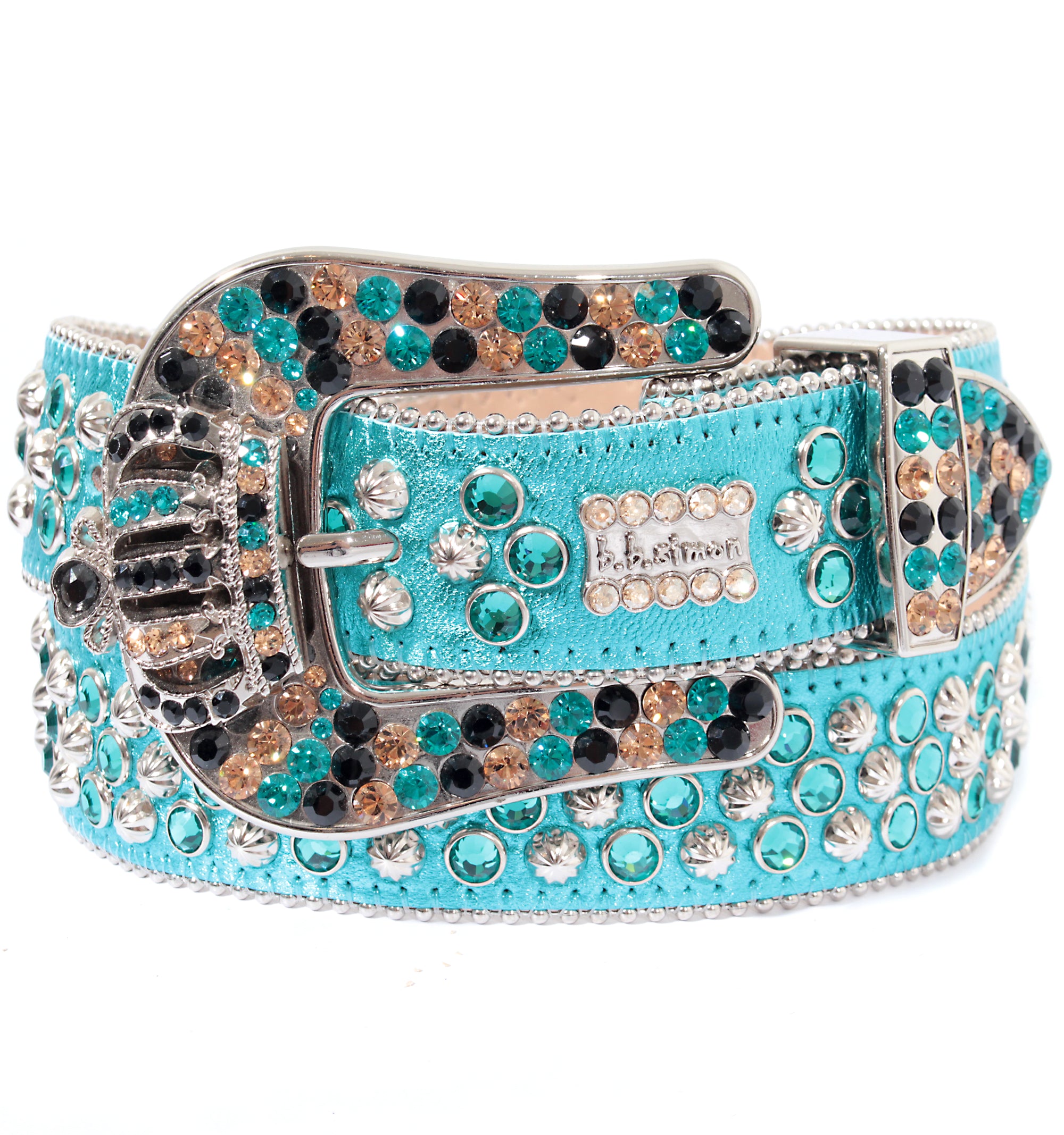 Turquoise belt with crown buckle