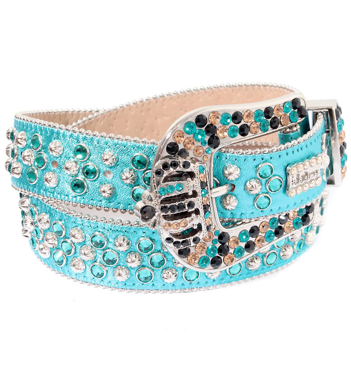Turquoise belt with crown buckle