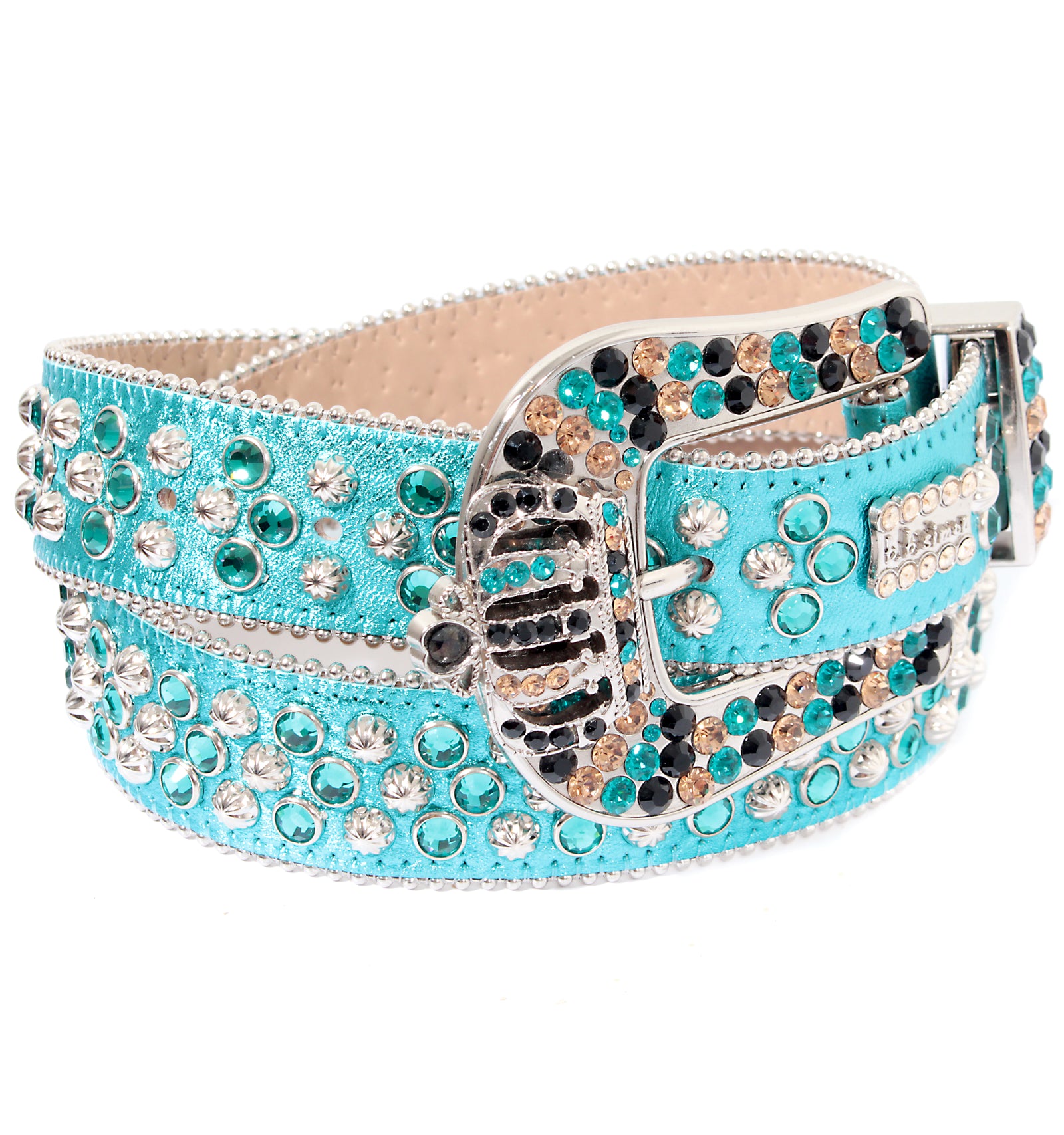 Turquoise belt with crown buckle