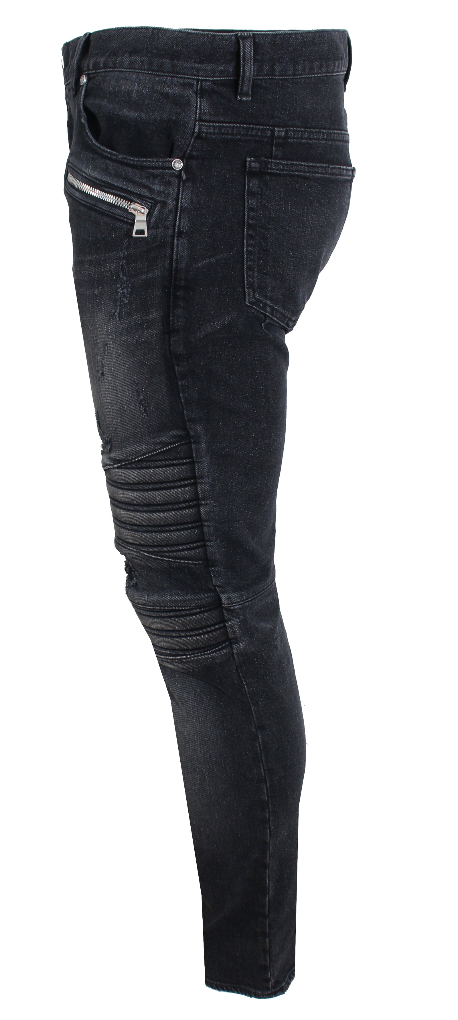 Balmain B Embossed Ribbed Slim Jeans in black – view 2 of 4