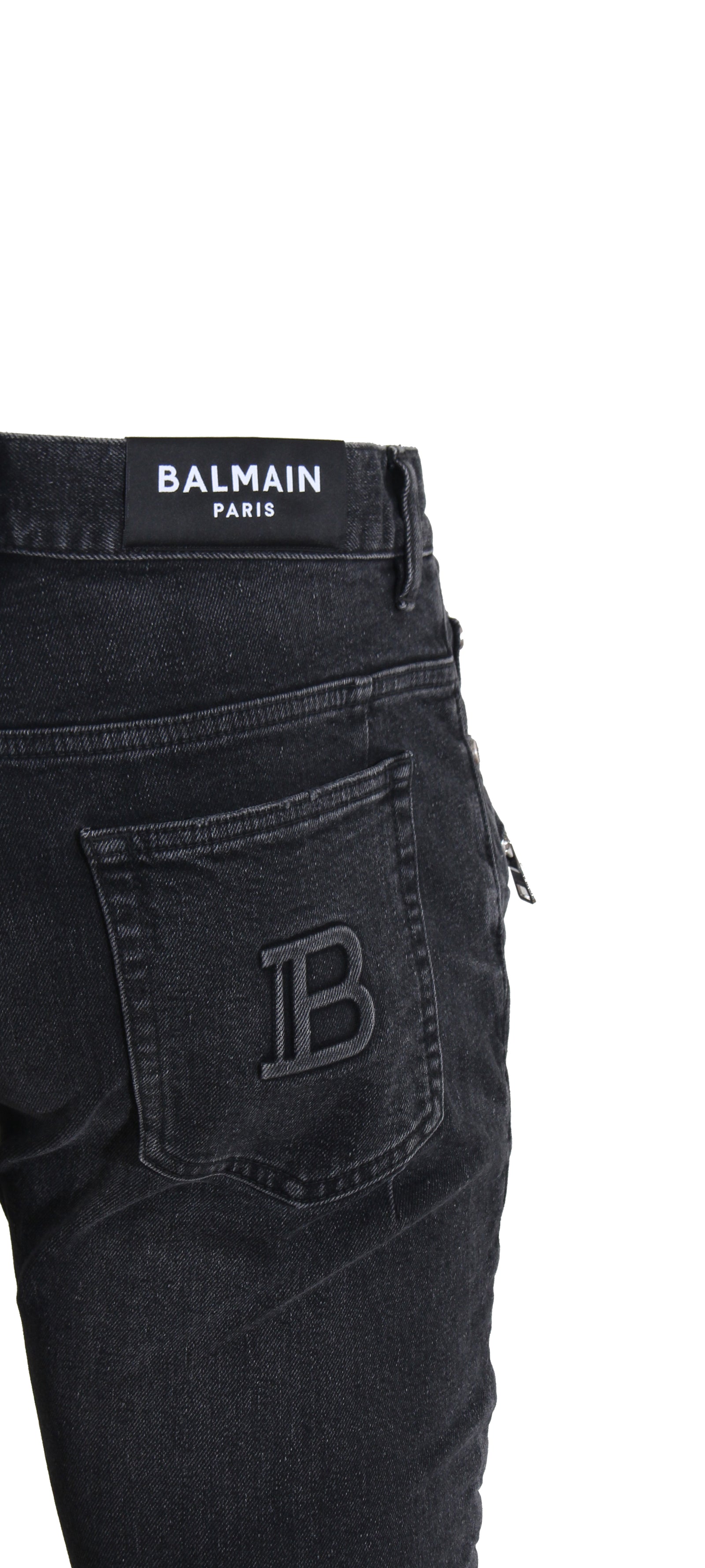 Balmain B Embossed Ribbed Slim Jeans in black – view 4 of 4