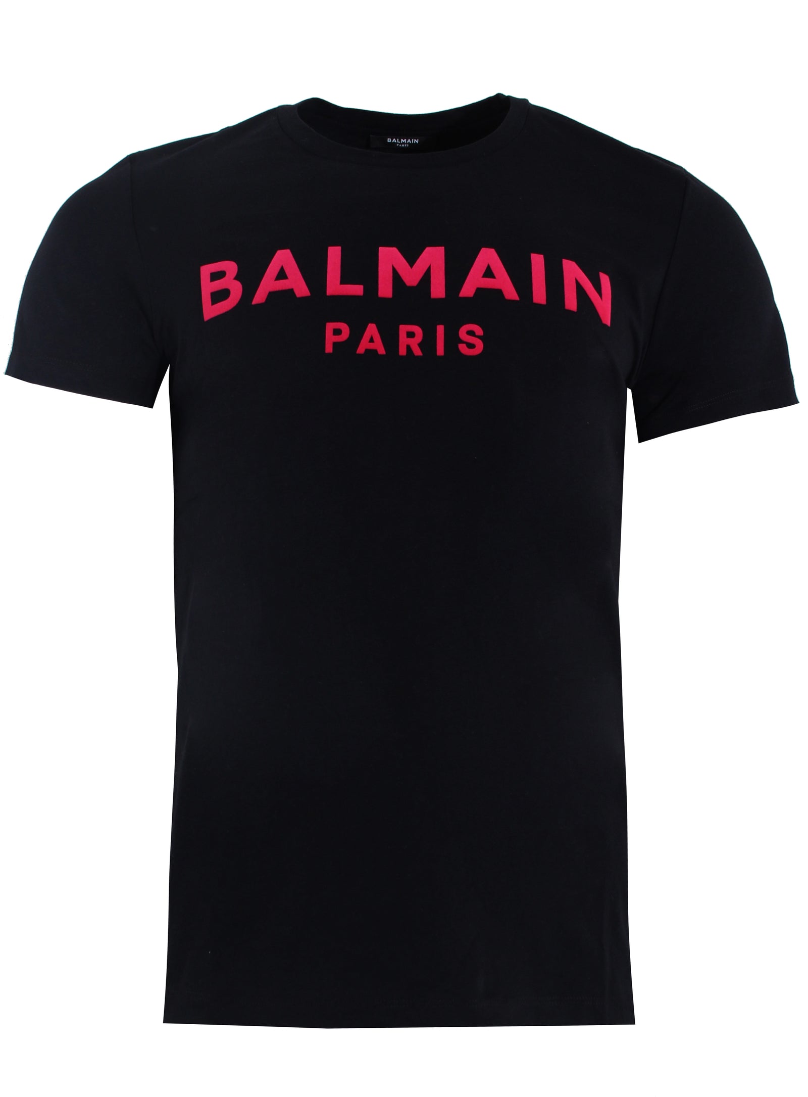 Balmain Paris Flock T-shirt in black and fuchsia