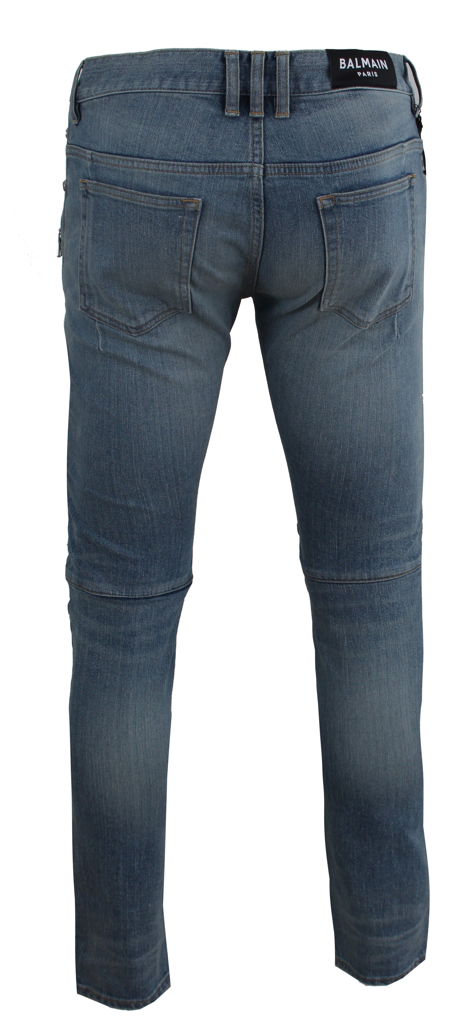 Balmain Ribbed Patches Slim Jeans in Destroy Medium blue – view 3 of 3