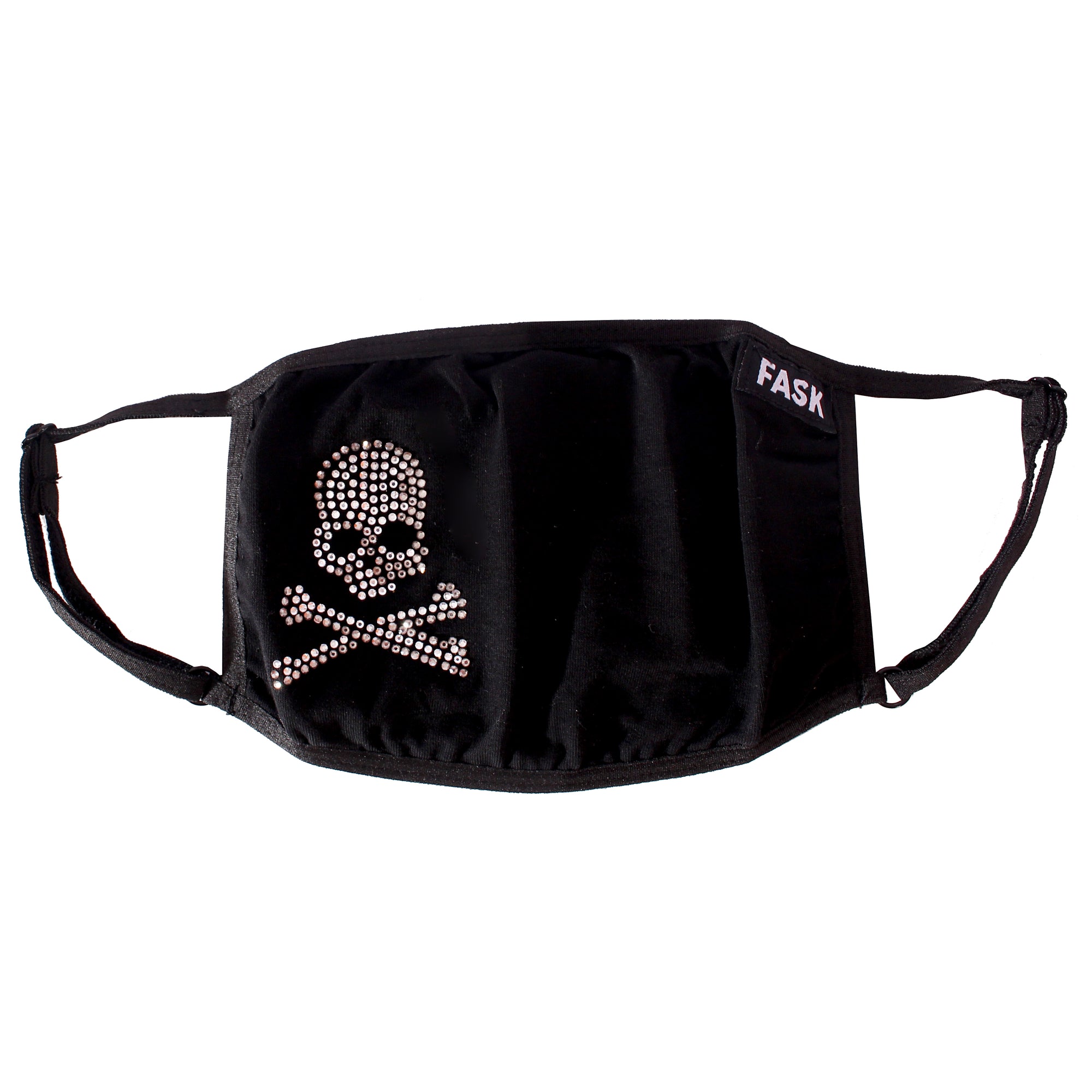 FASK Skull Cotton 2.0 Stoned Mask with Interchangeable Filter and Adjustable Size Strap-Black
