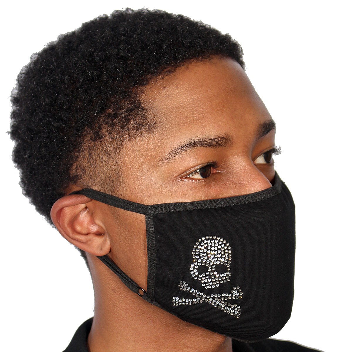 FASK Skull Cotton 2.0 Stoned Mask with Interchangeable Filter and Adjustable Size Strap-Black