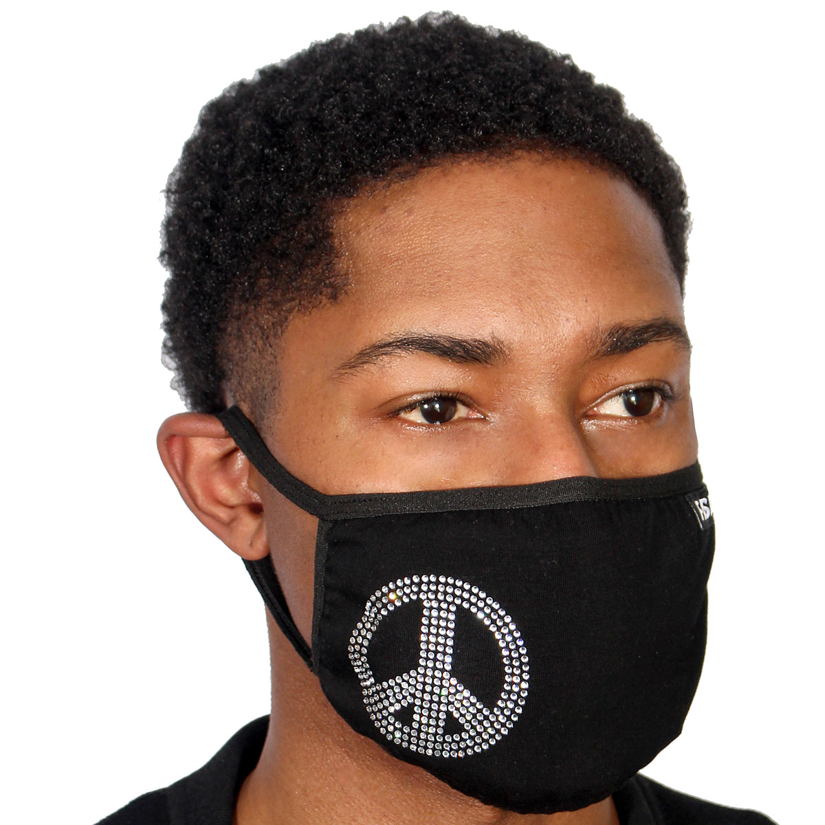 FASK Peace Cotton 2.0 Stoned Mask with Interchangeable Filter and Adjustable Size Strap-Black
