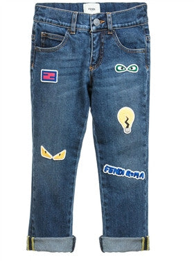 Fendi Boys Patchwork Blue Denim