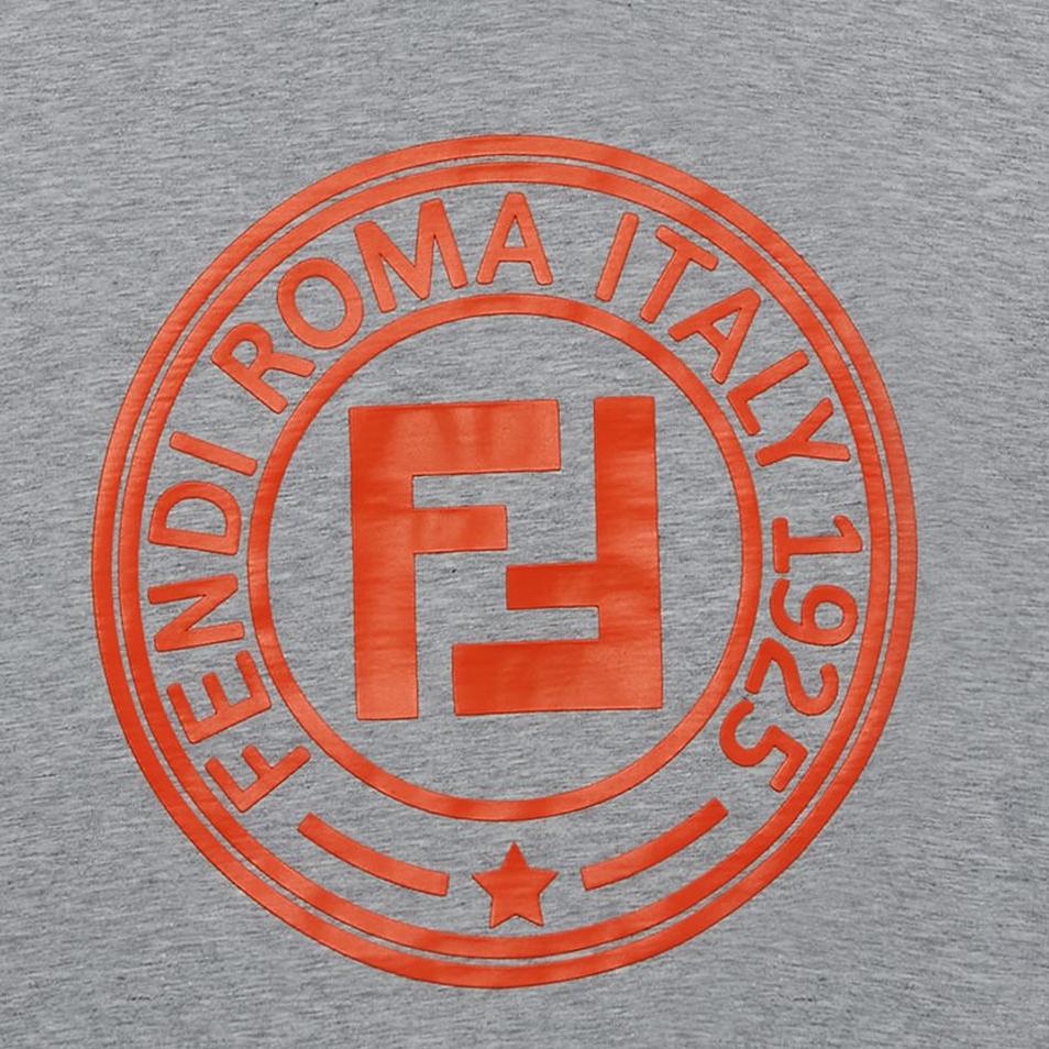 Kids Fendi Round Logo Short Sleeve Tee-Grey